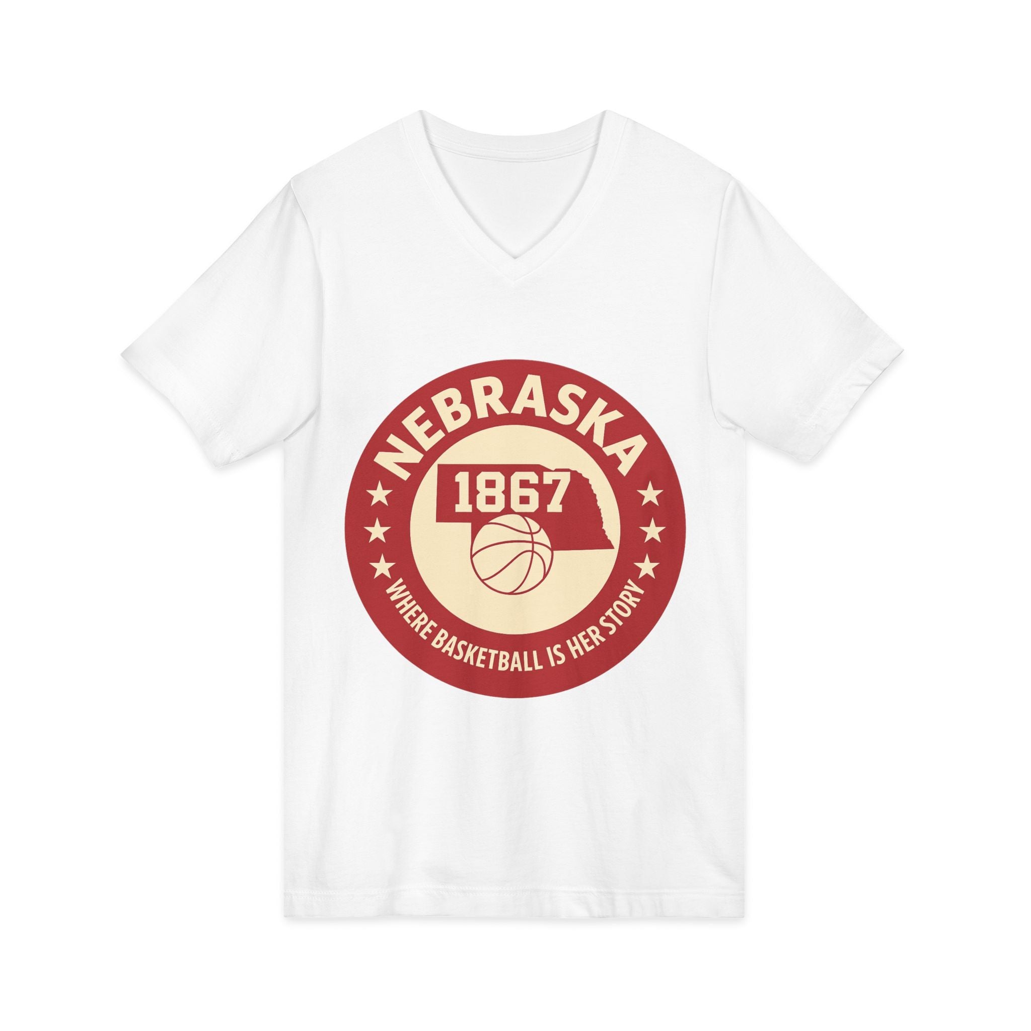 Nebraska 1867 Basketball Vintage V-Neck Tee