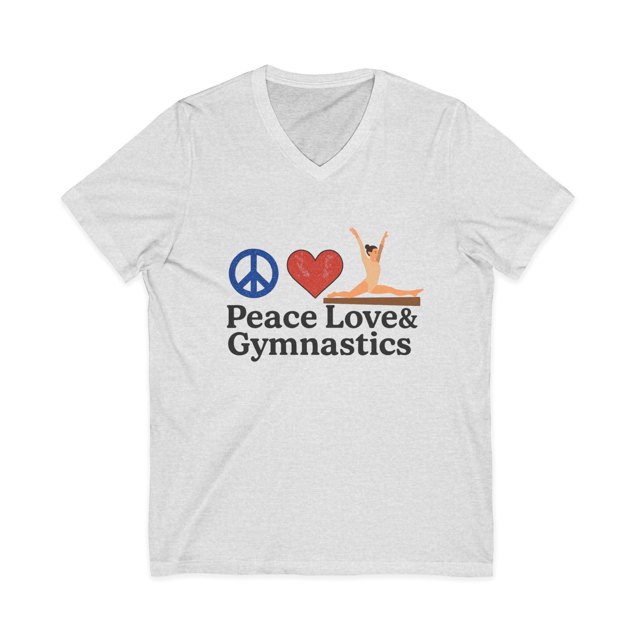 Peace, Love & Gymnastics V-Neck Tee