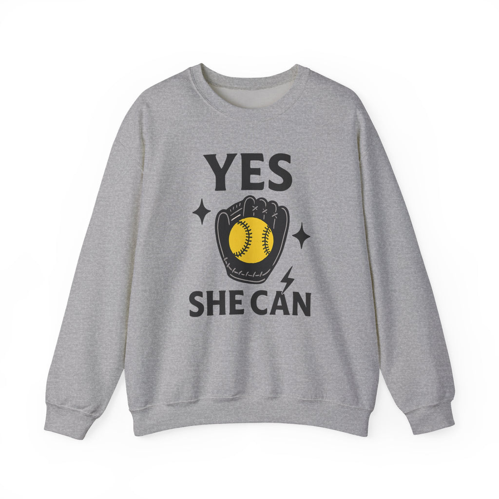 Yes, She Can Softball Sweatshirt, Unisex Crewneck