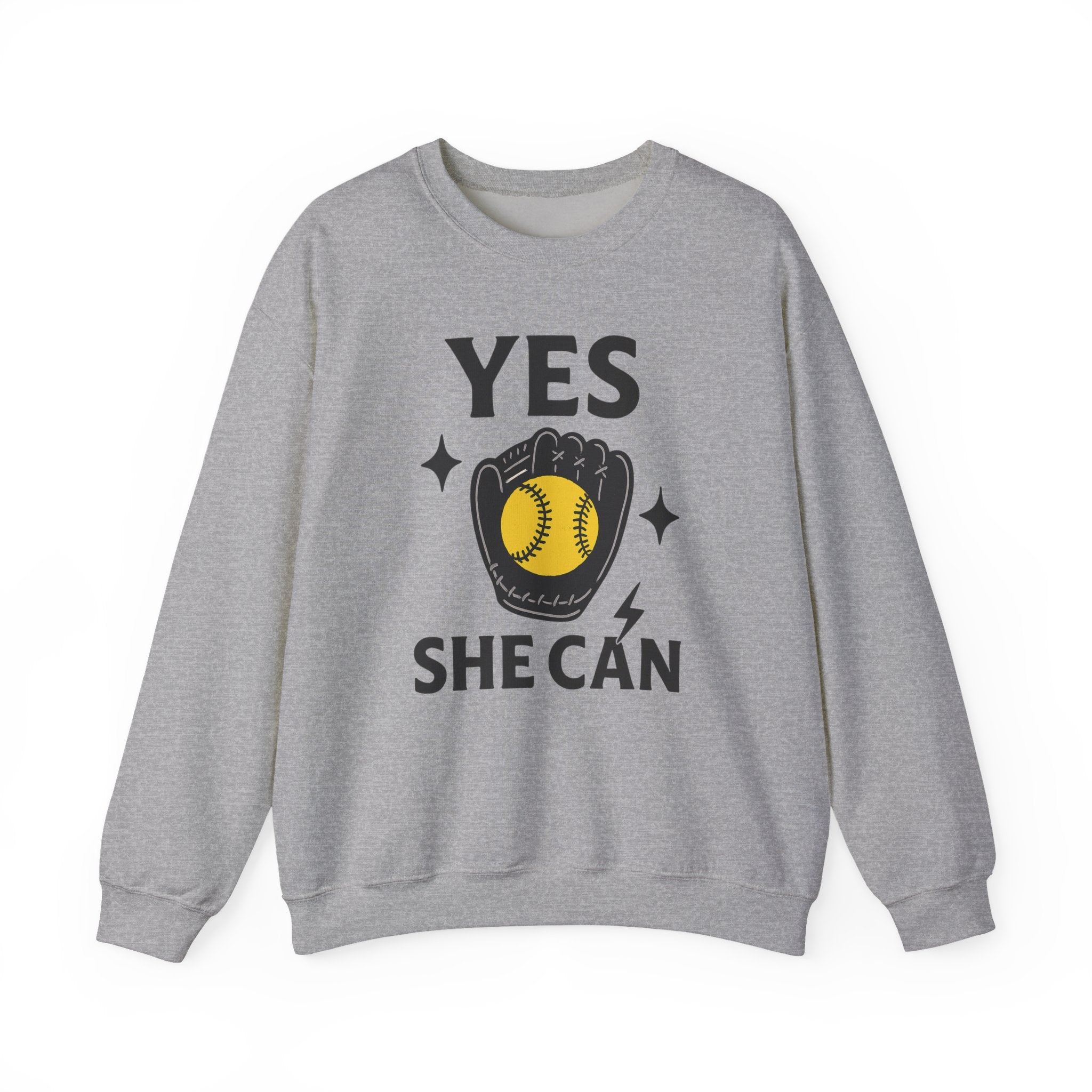 Yes, She Can Softball Sweatshirt, Unisex Crewneck