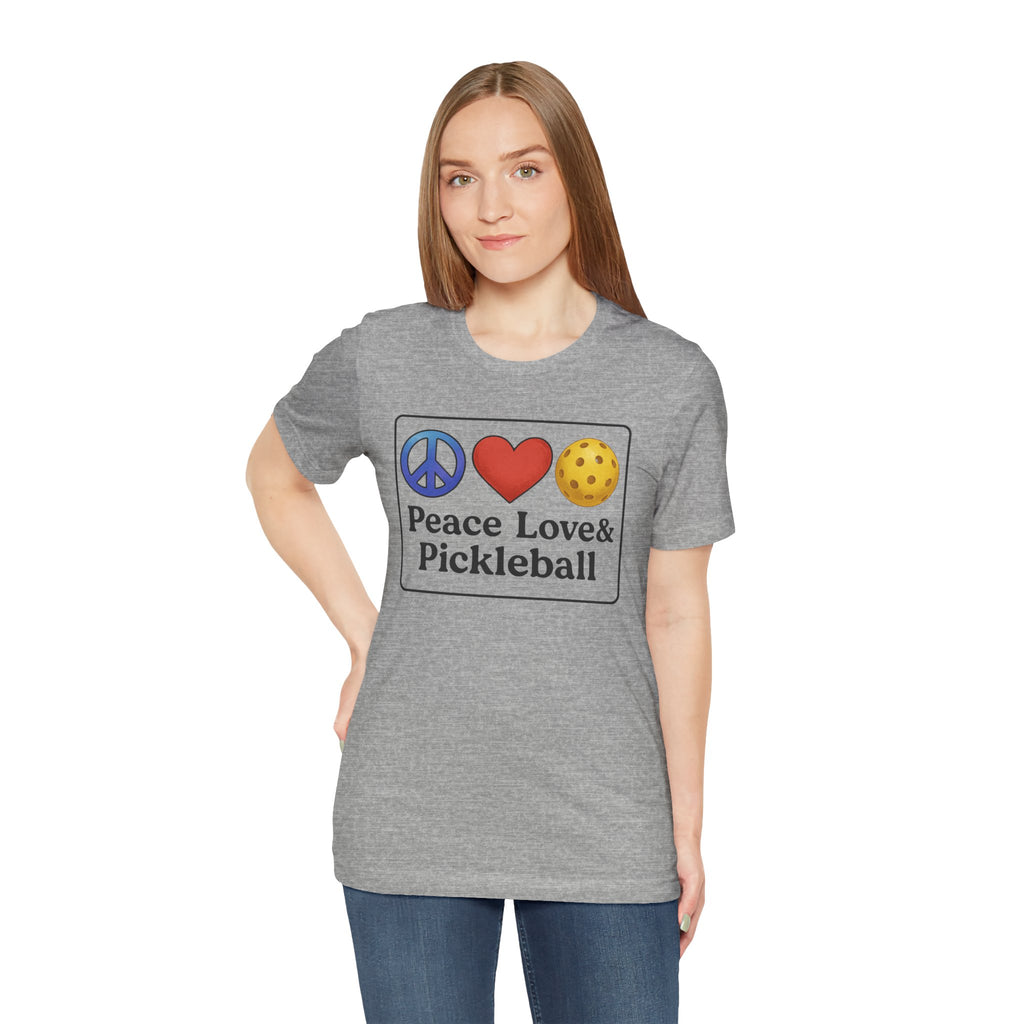 Peace Love & Pickleball Unisex Tee, Fun Pickleball Shirt