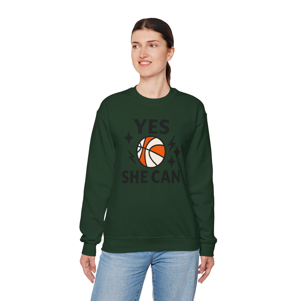 Yes, She Can Basketball Sweatshirt, Unisex Crewneck
