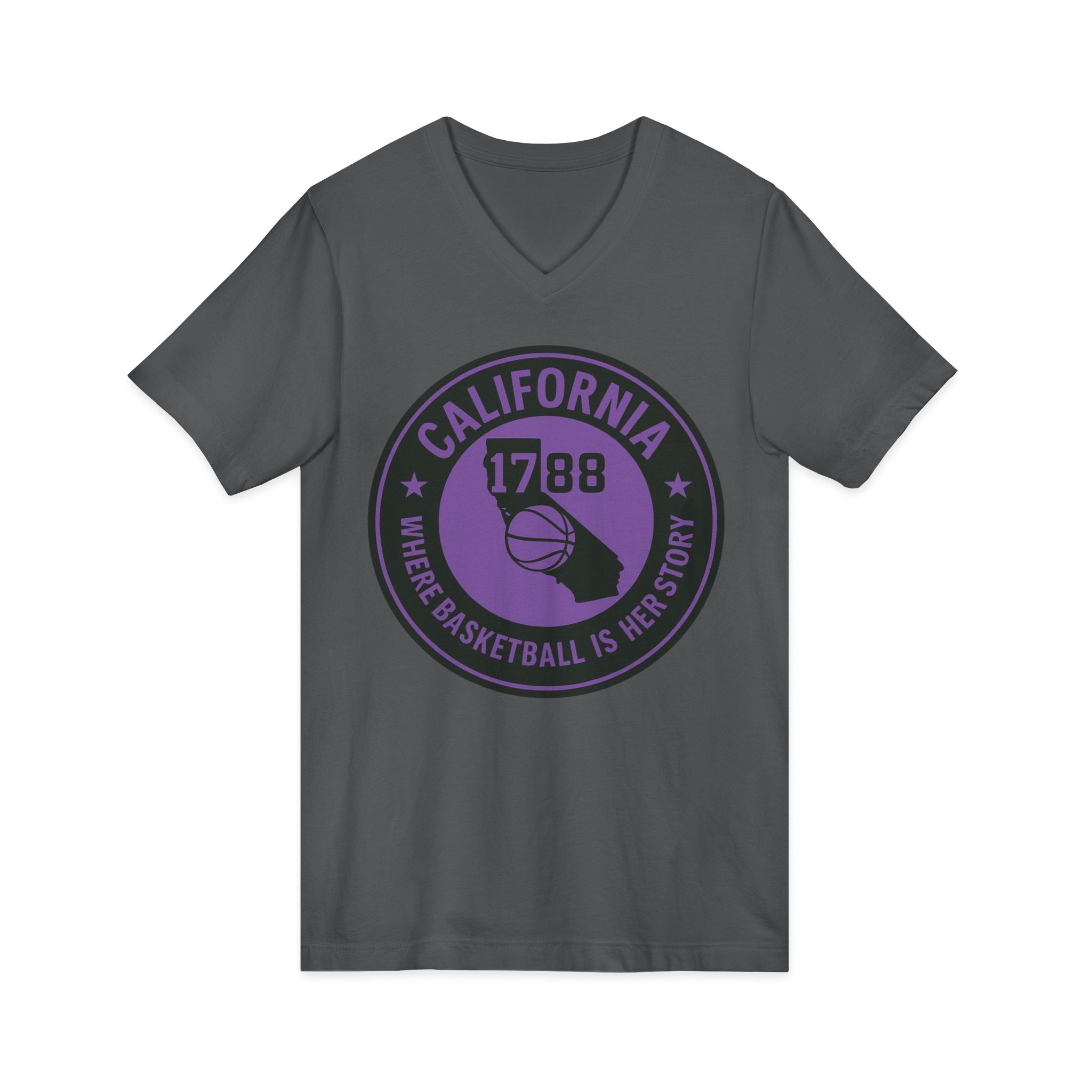 California Basketball Herstory V-Neck Tee