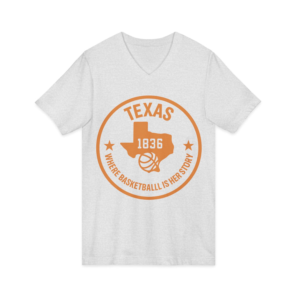 Texas 1836 Basketball V-Neck Tee — Where Basketball Is Her Story