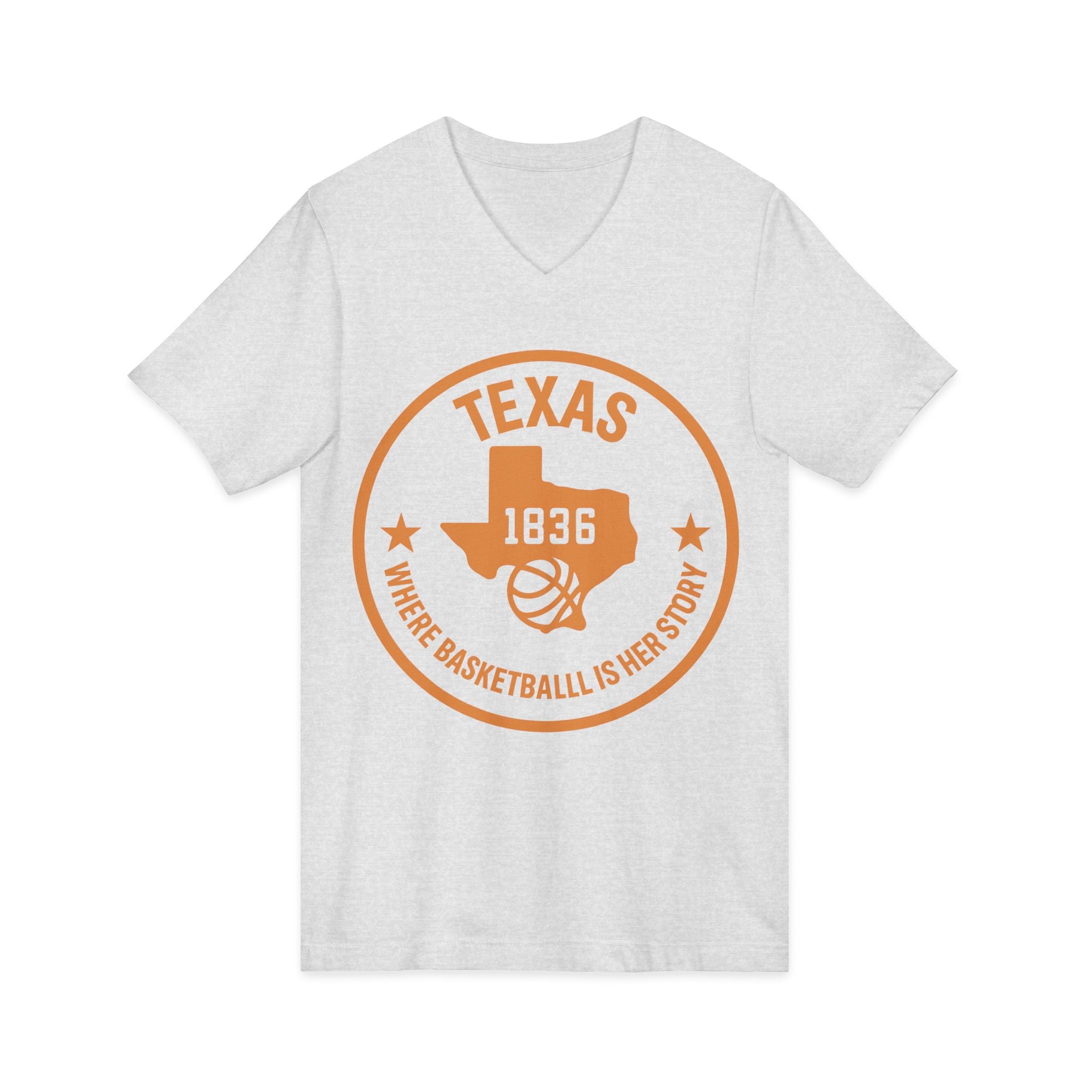 Texas 1836 Basketball V-Neck Tee — Where Basketball Is Her Story