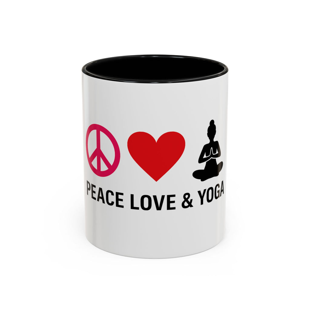 Peace Love & Yoga Accent Coffee Mug