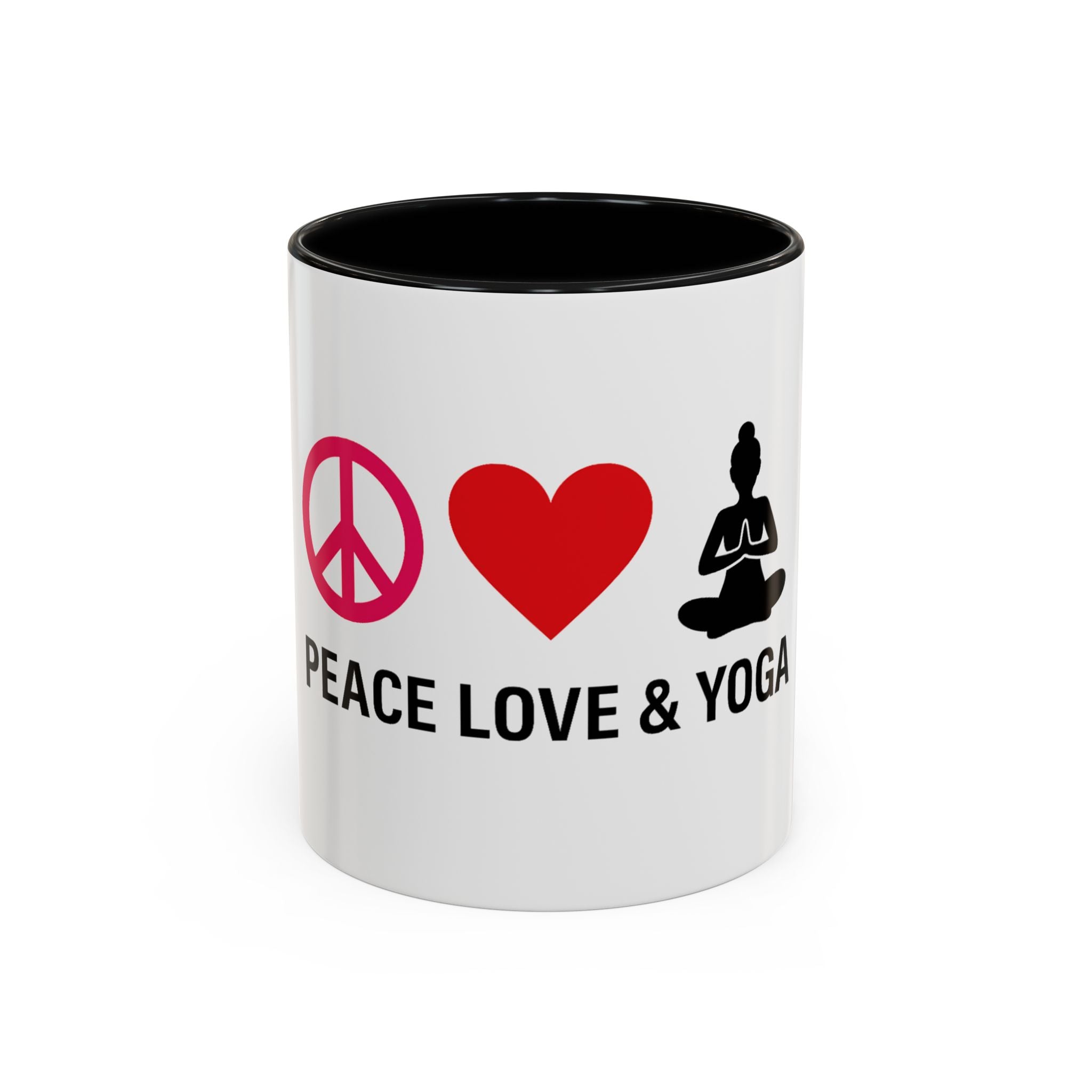 Peace Love & Yoga Accent Coffee Mug