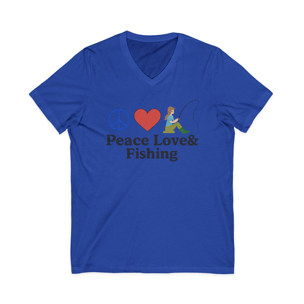 Peace, Love & Fishing V-Neck Tee
