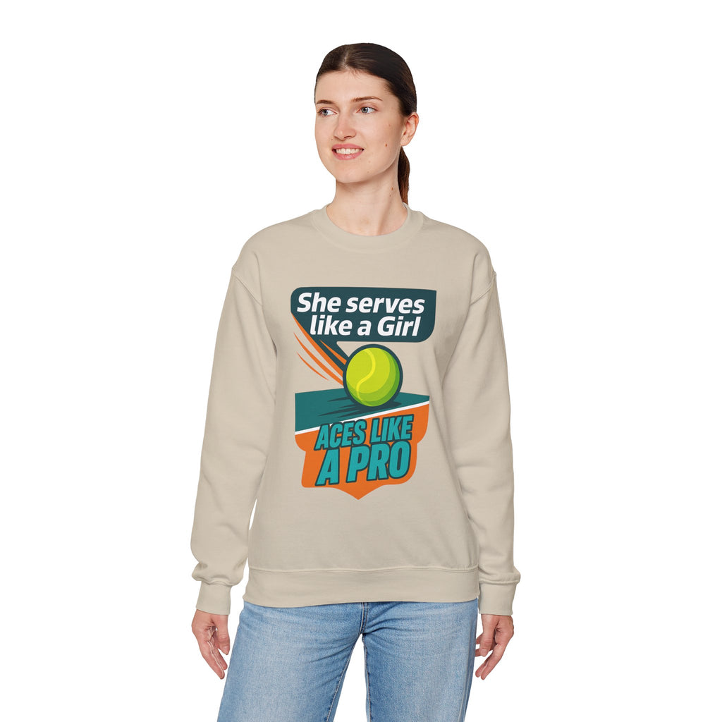 She Serves Like A Girl Sweatshirt, Unisex Crewneck