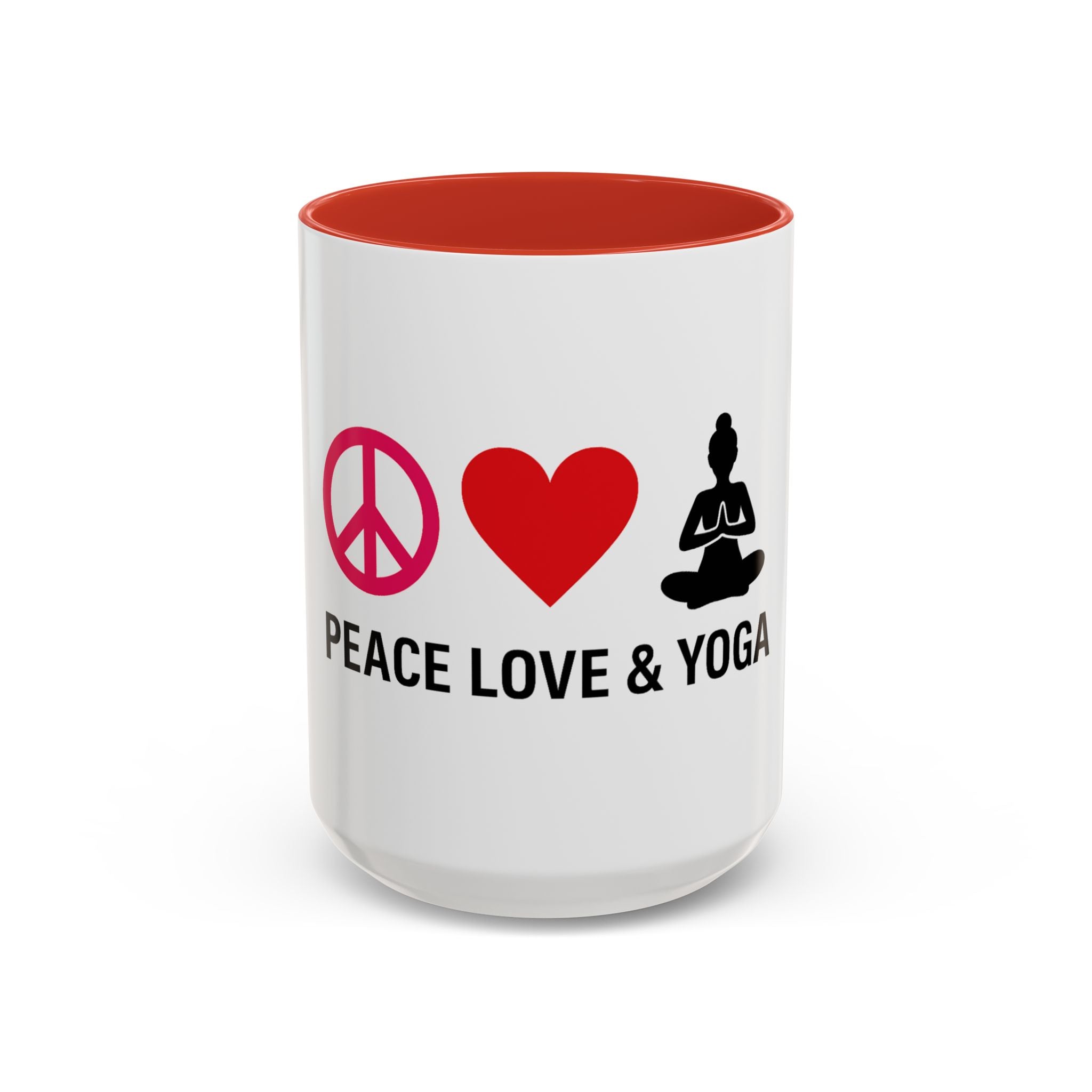 Peace Love & Yoga Accent Coffee Mug