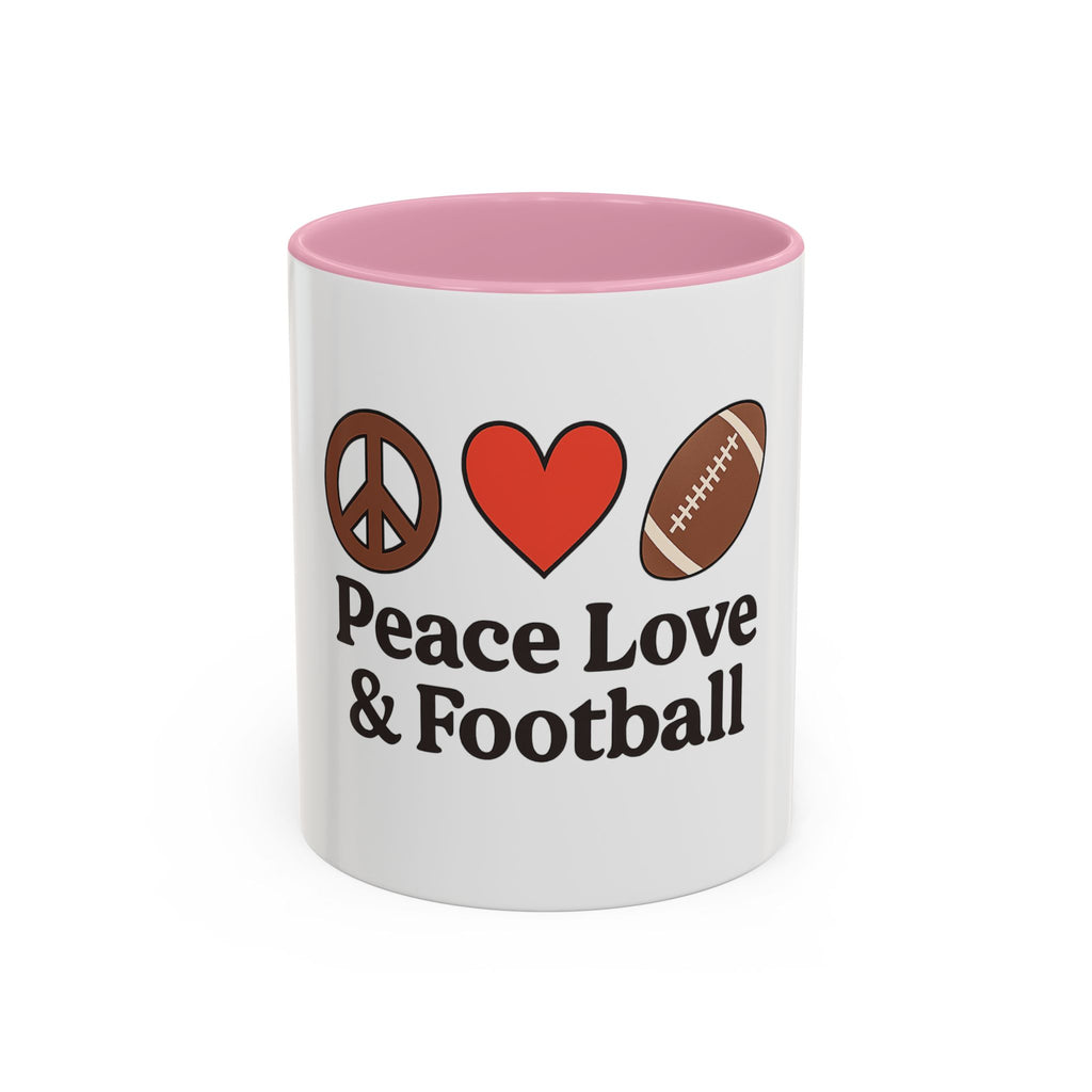 Peace, Love & Football Mug - Colorful Ceramic Drinkware for Sports Lovers