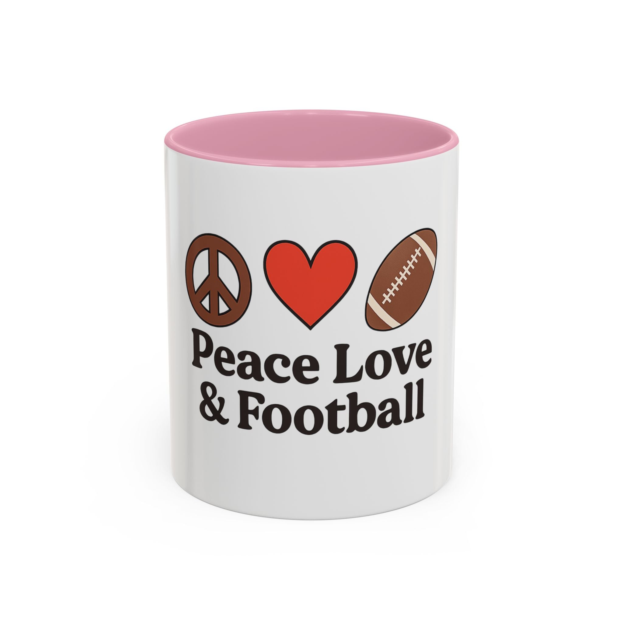 Peace, Love & Football Mug - Colorful Ceramic Drinkware for Sports Lovers