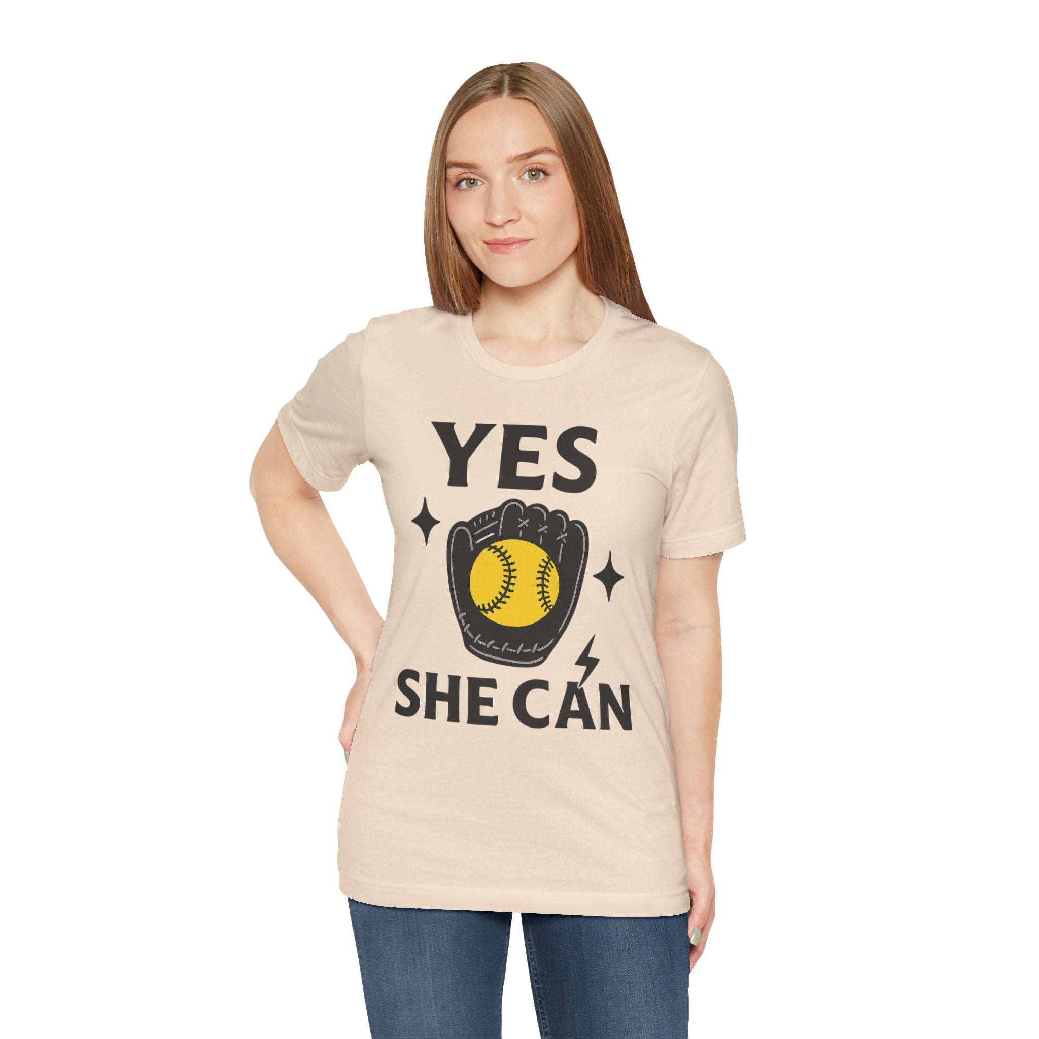 Yes, She Can Softball Unisex Tee