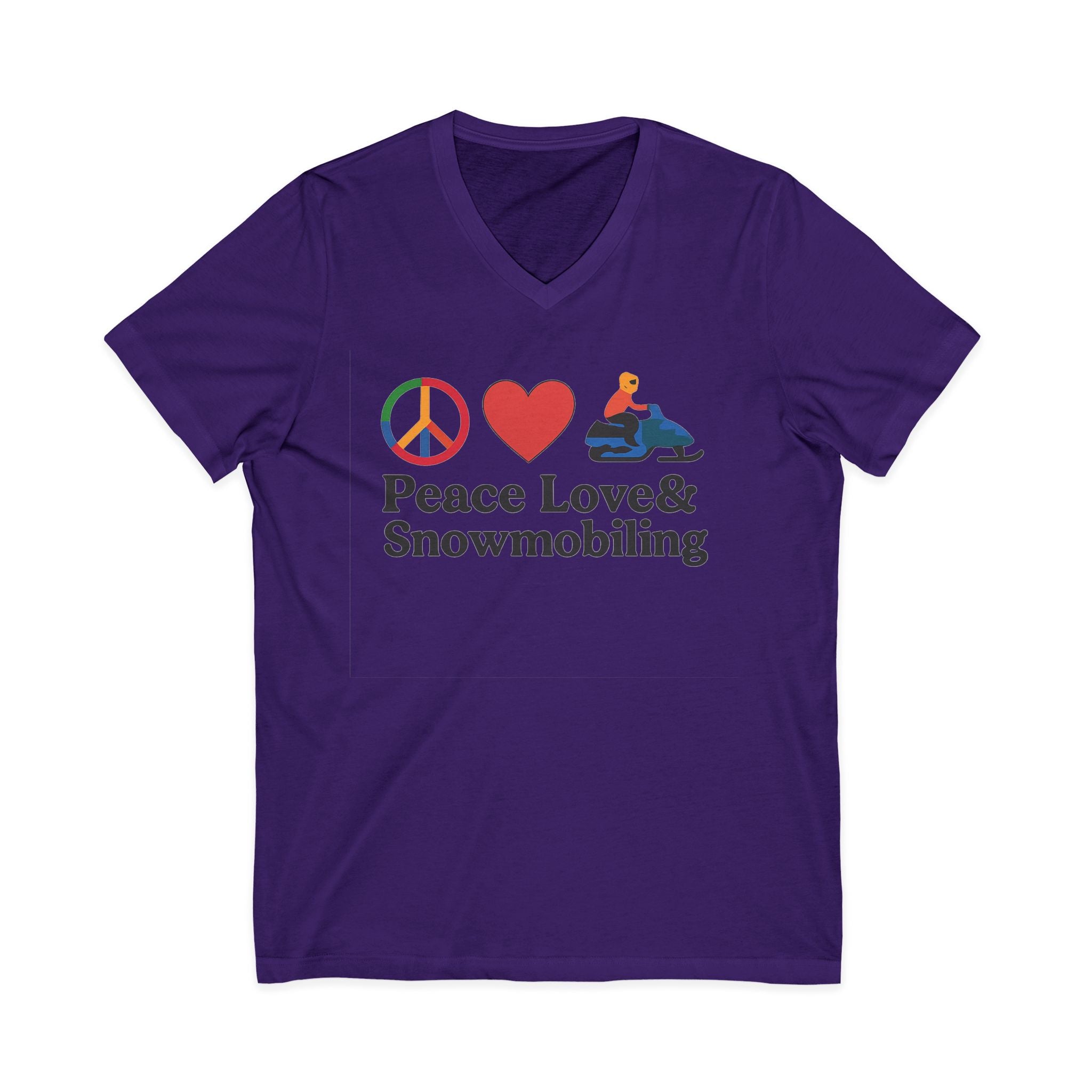 Peace, Love & Snowmobiling V-Neck Tee