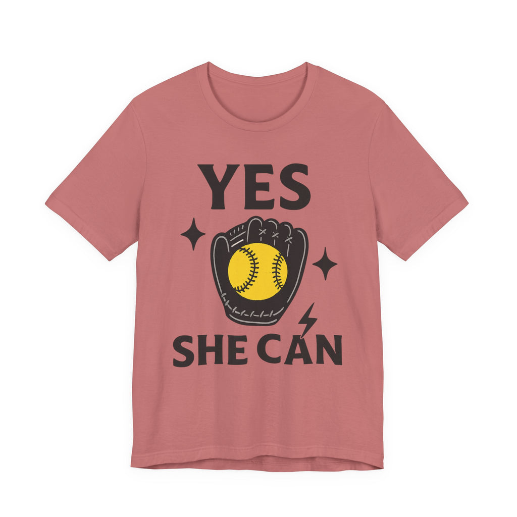 Yes, She Can Softball Unisex Tee