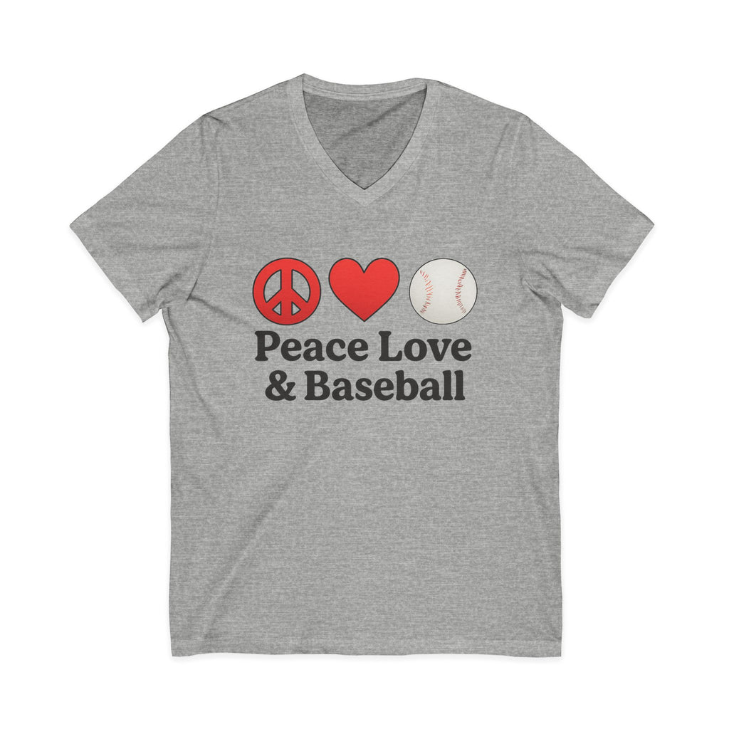 Peace Love & Baseball V-Neck Tee