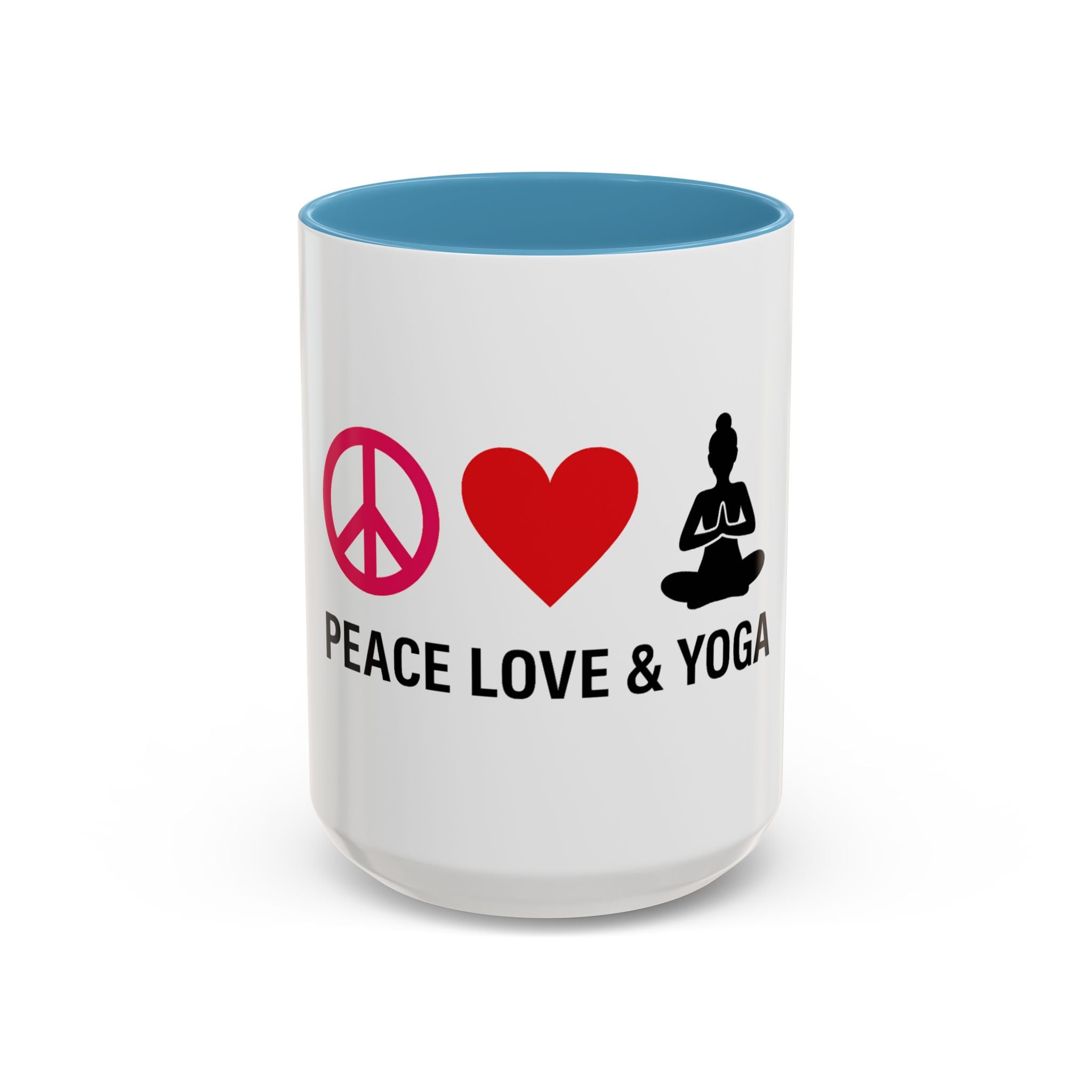 Peace Love & Yoga Accent Coffee Mug