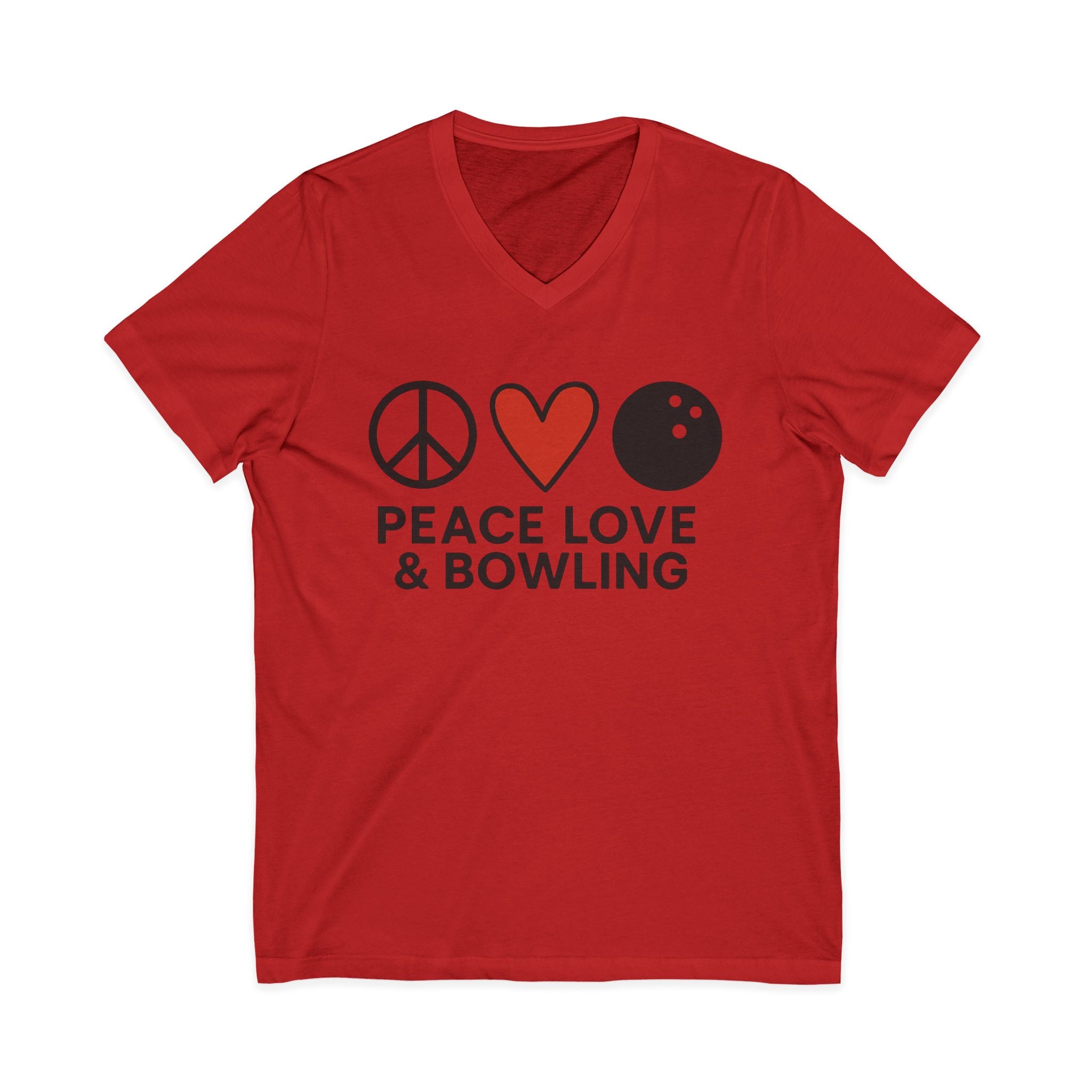 Peace, Love & Bowling V-Neck Tee