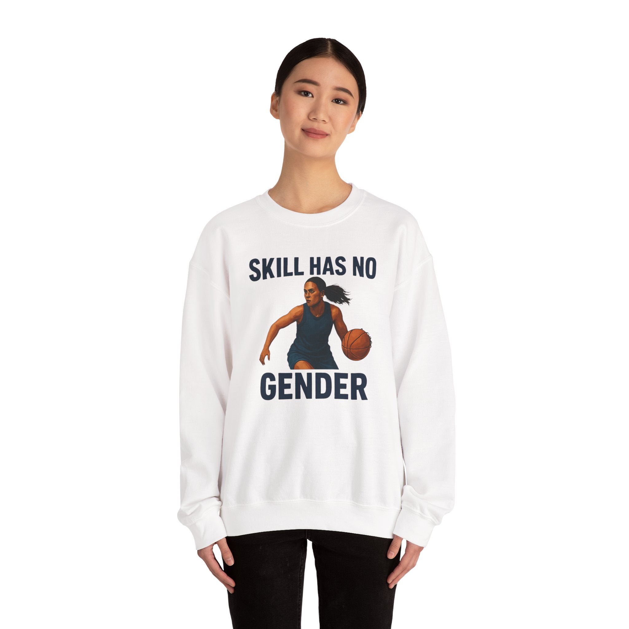 Empowering Sporty Crewneck Sweatshirt - Skill Has No Gender