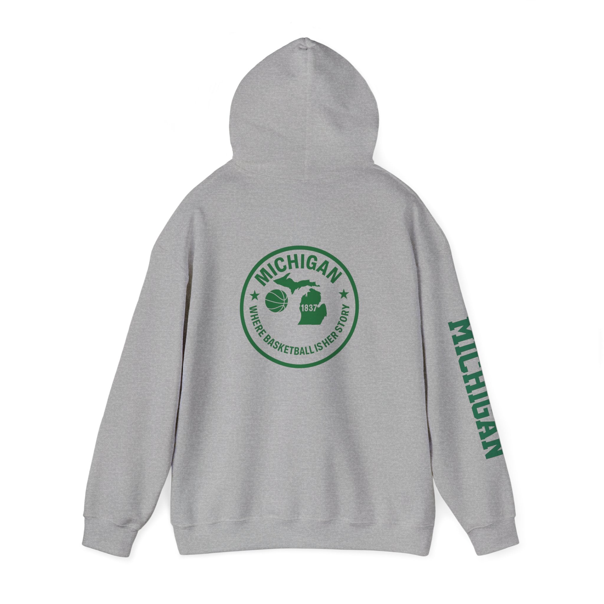 Michigan Basketball Hoodie - Retro Green Emblem "Where Basketball Is The North"