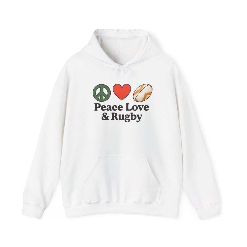 Peace Love & Rugby Hoodie – Rugby Peace Heart Graphic Sweatshirt