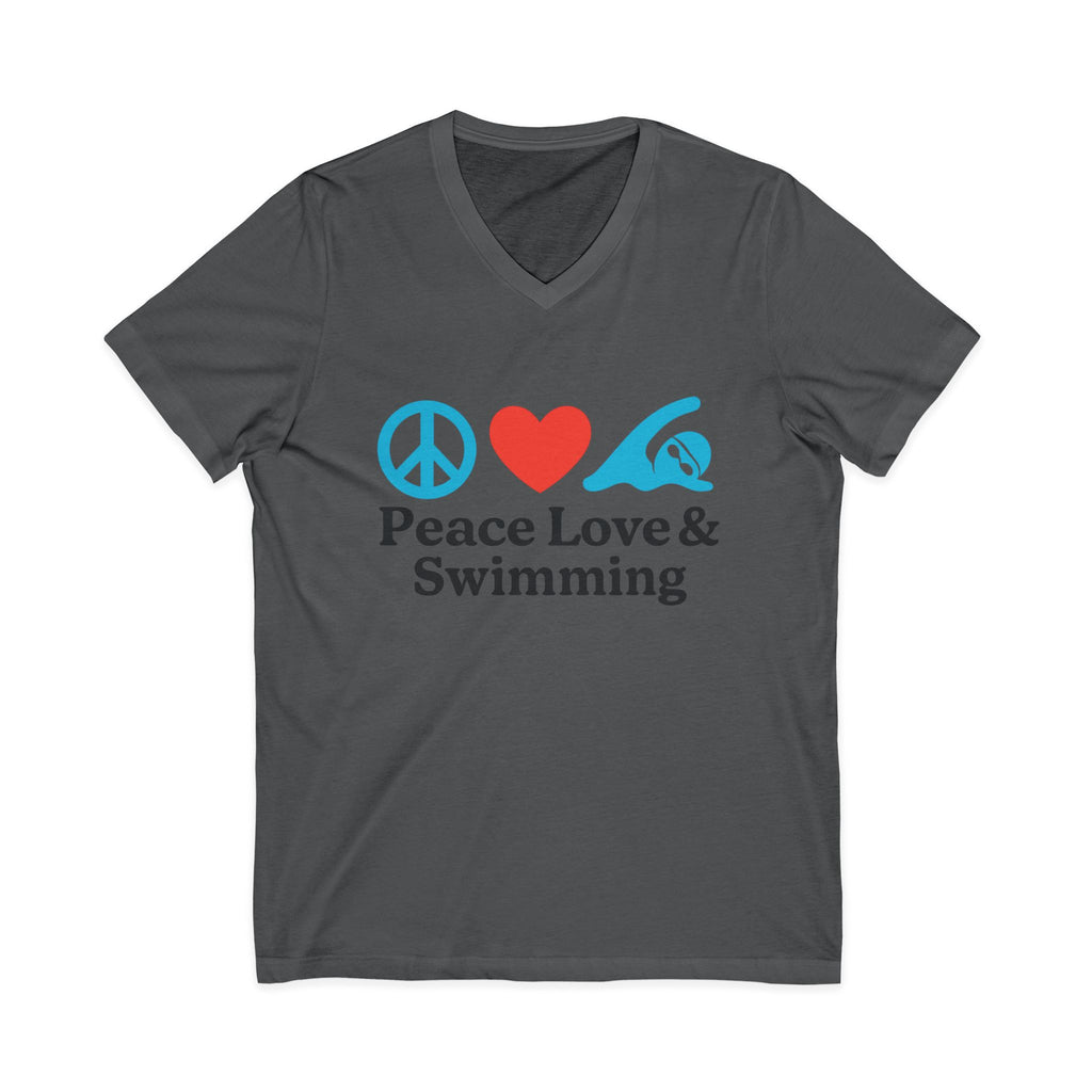 Peace Love & Swimming V-Neck Tee