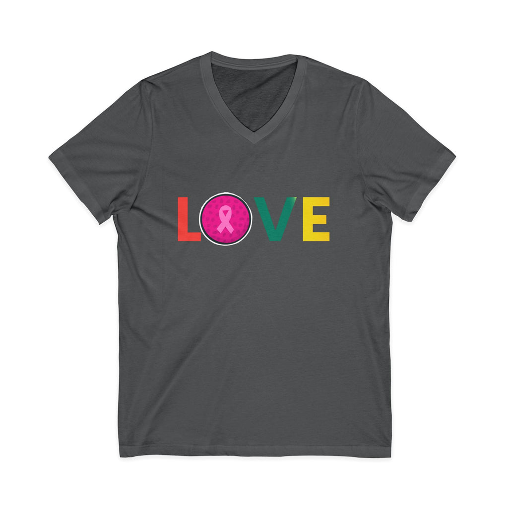 Love V-Neck Tee for Breast Cancer Awareness