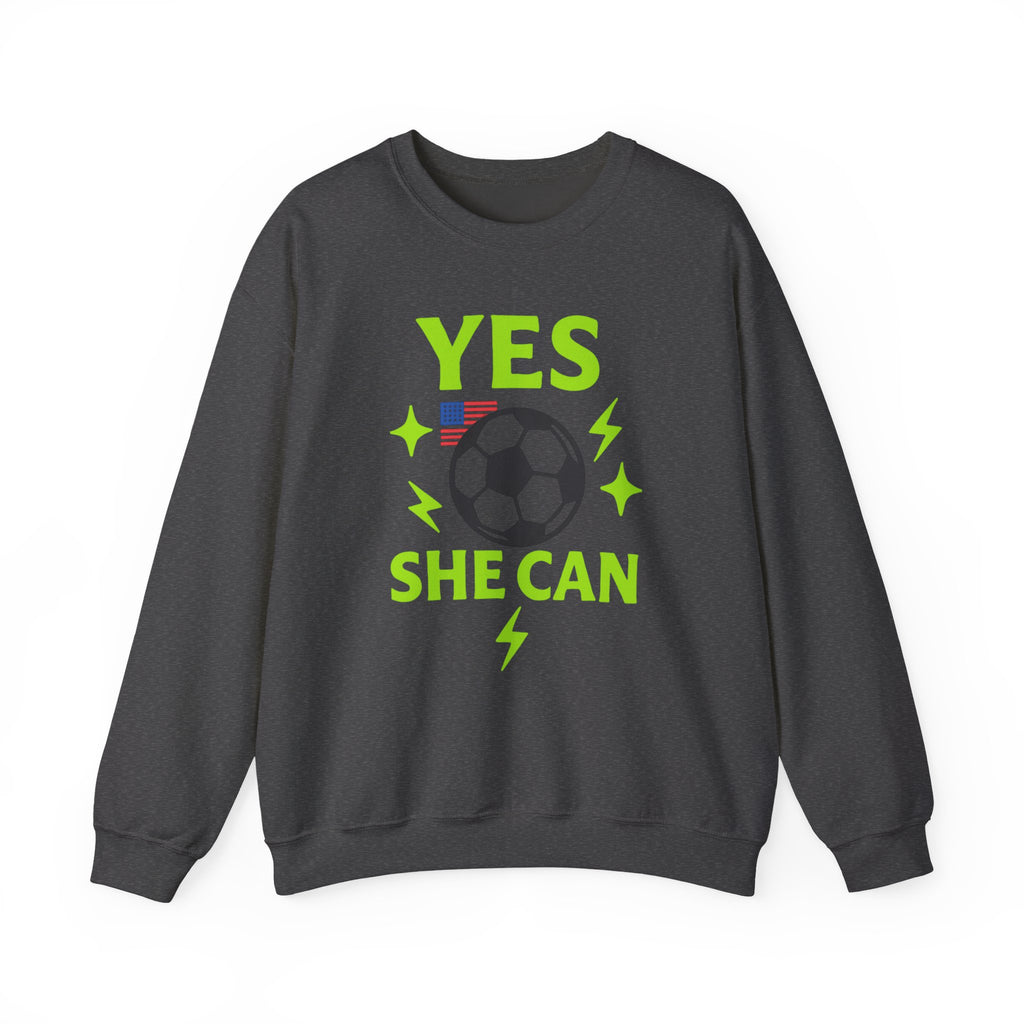 Yes, She Can Soccer Sweatshirt, Unisex Crewneck