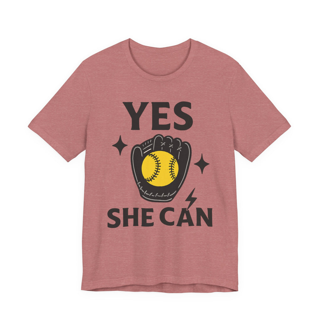 Yes, She Can Softball Unisex Tee