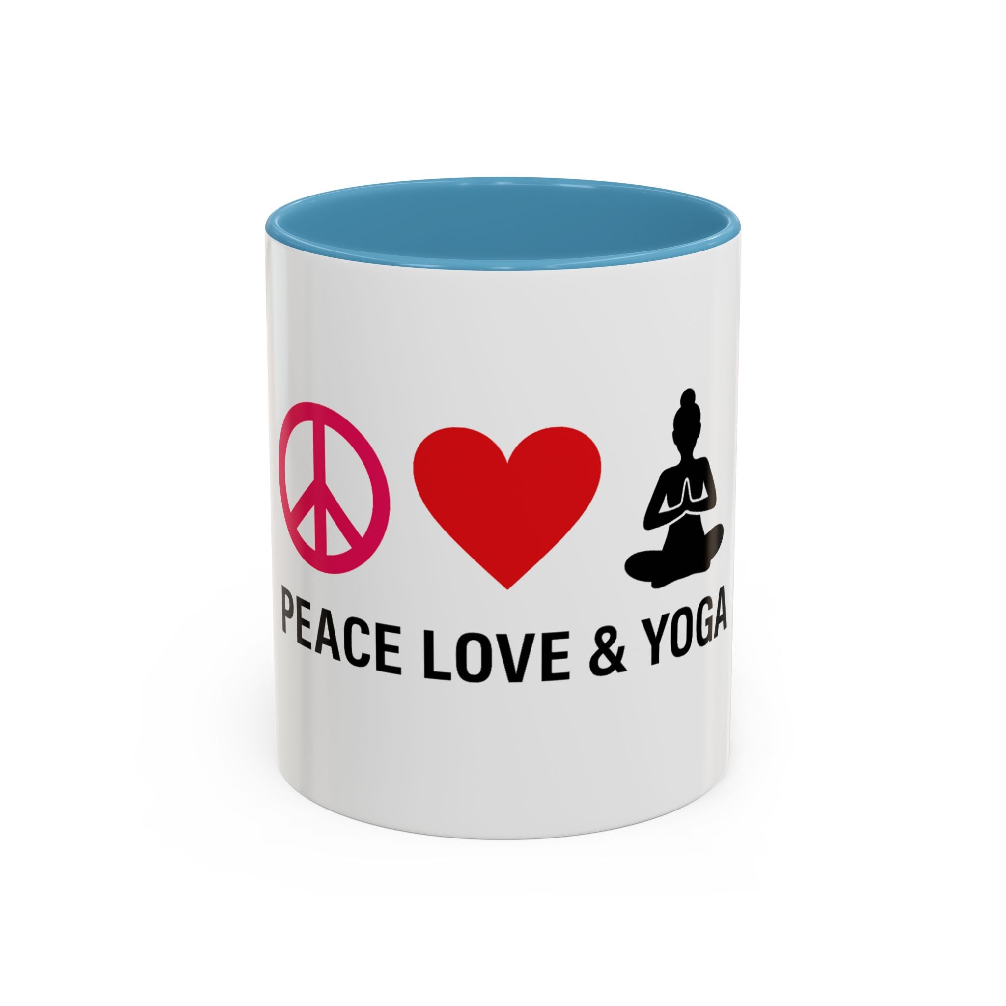Peace Love & Yoga Accent Coffee Mug