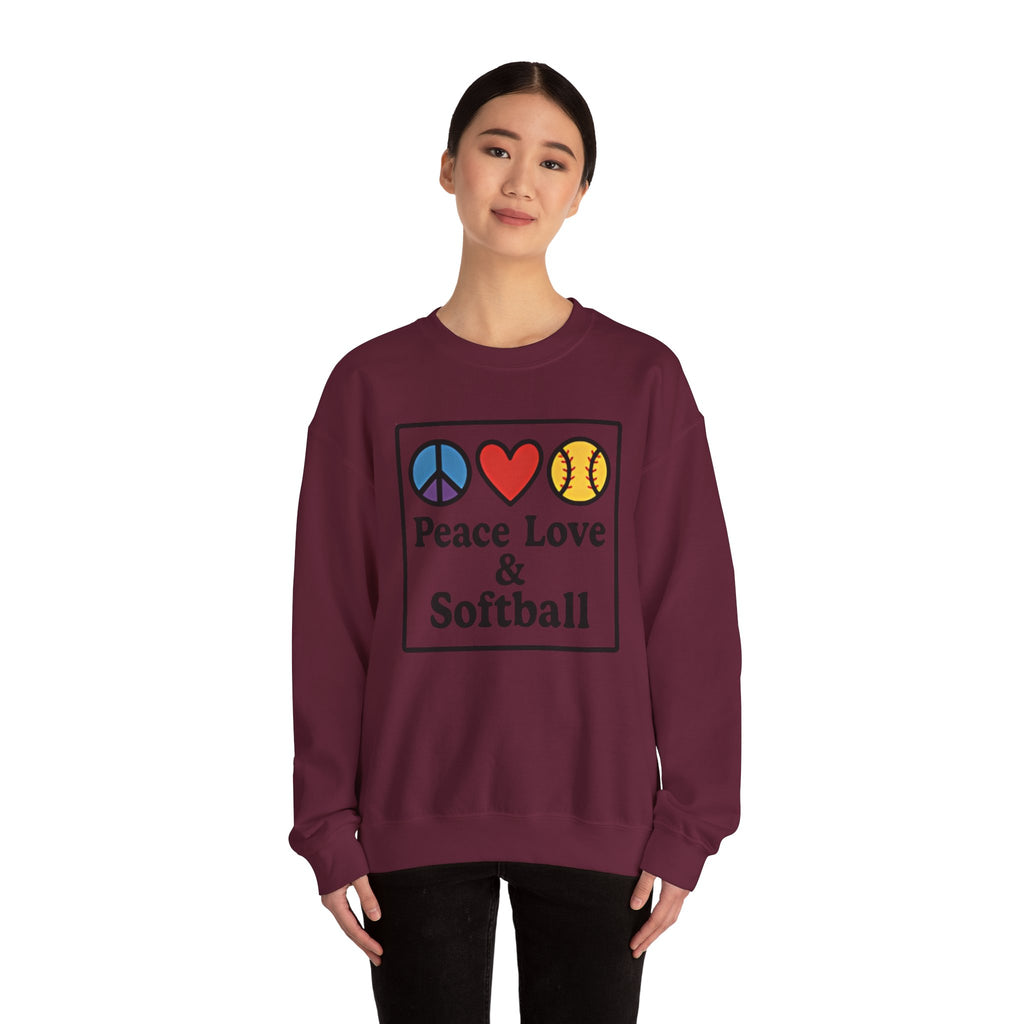 Peace Love & Softball Crewneck Sweatshirt
