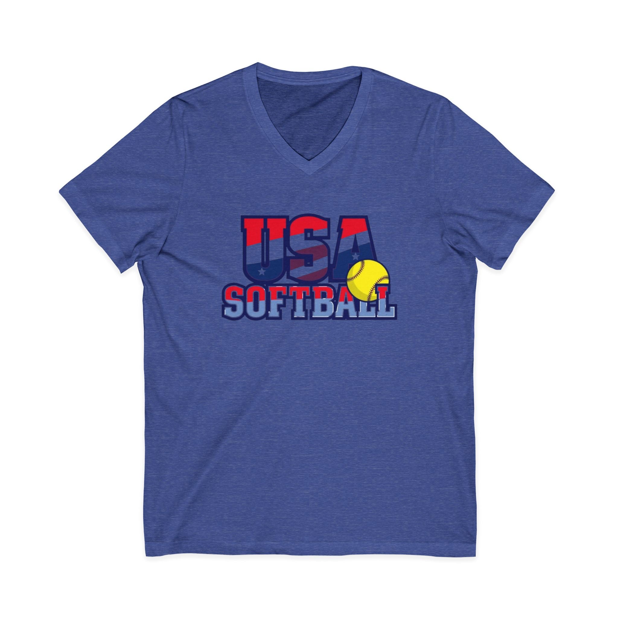 USA Softball V-Neck Tee for Sports Fans