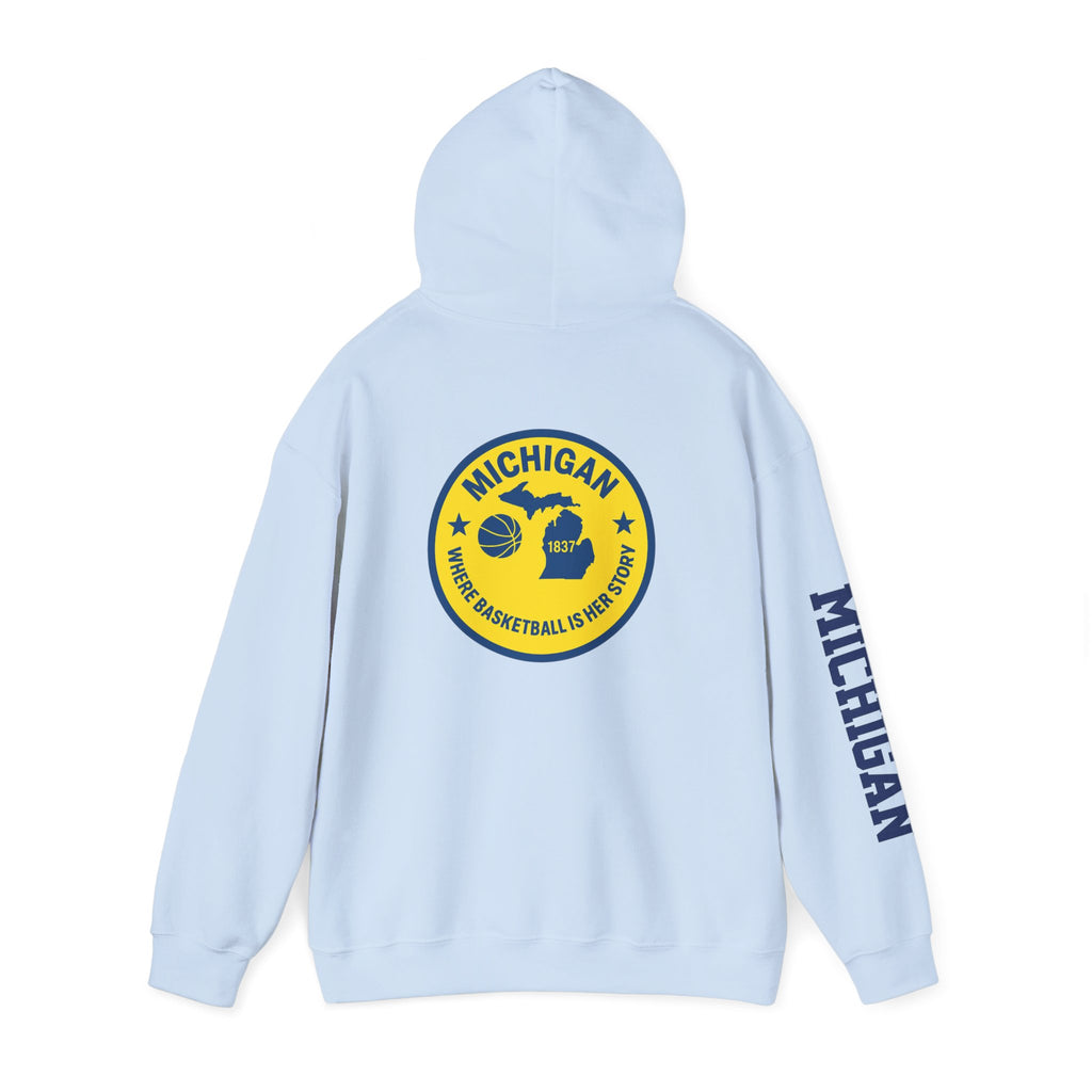 Michigan Basketball Hoodie - Home Is Where Basketball Is (Yellow/Navy)