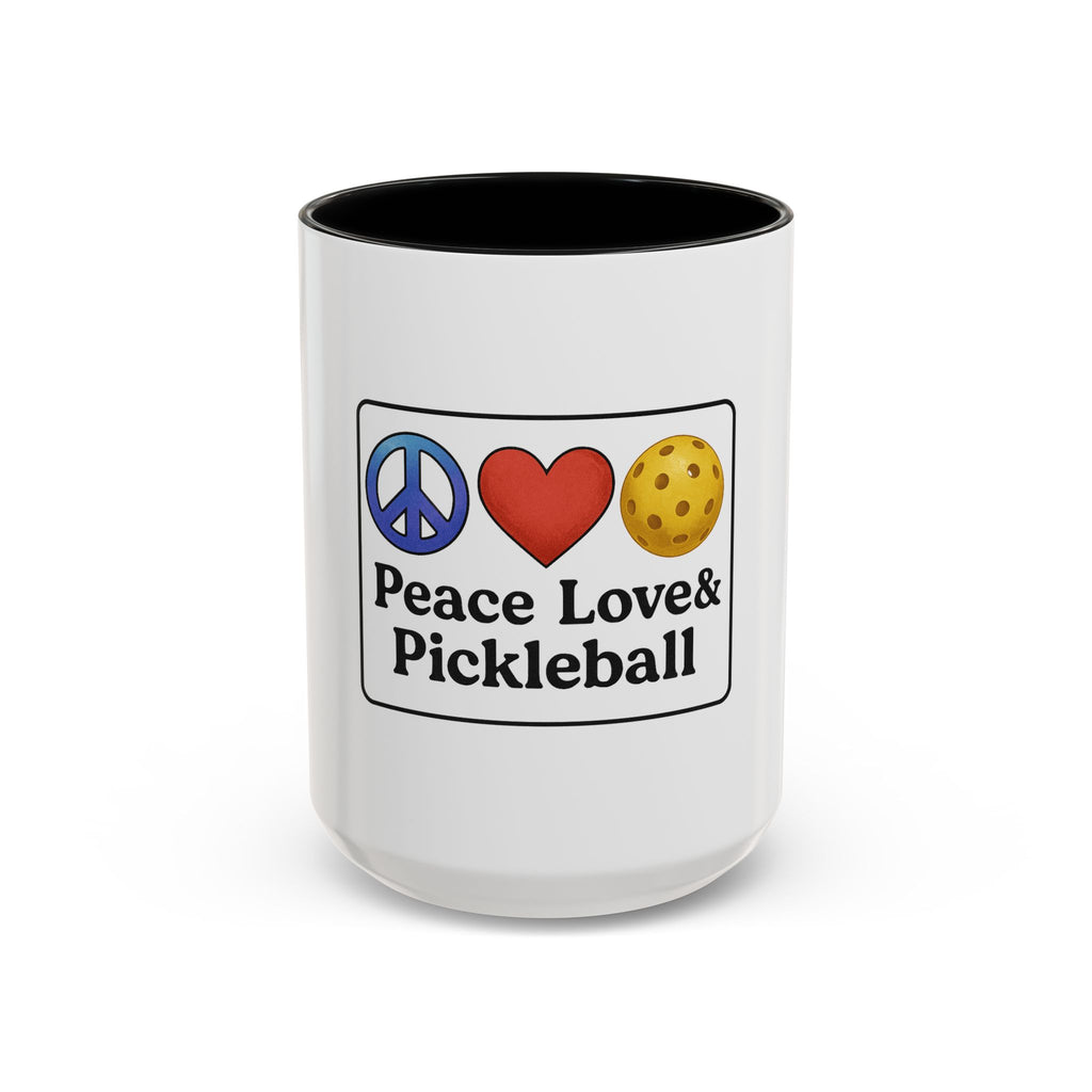 Peace Love & Pickleball Accent Mug