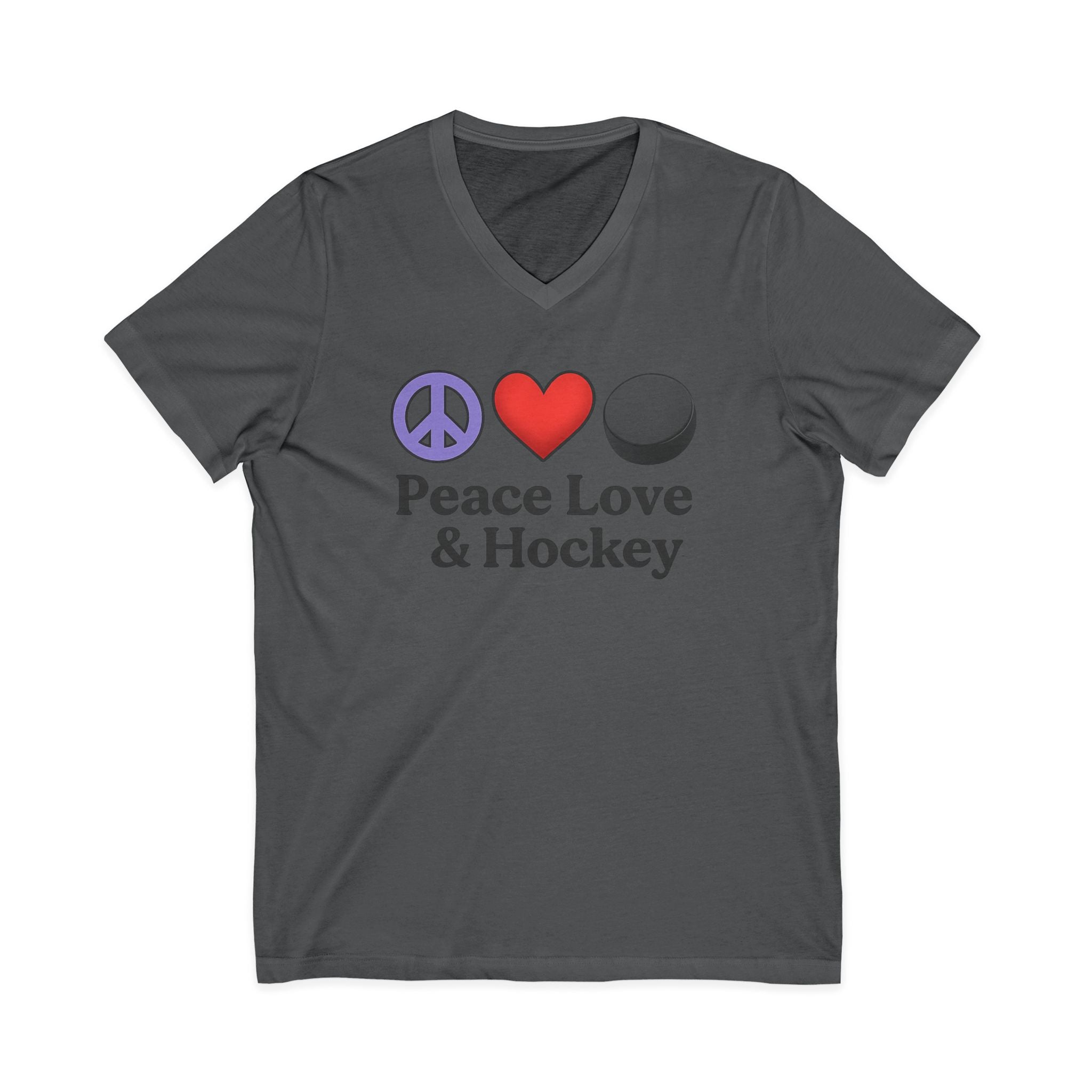 Peace Love & Hockey V-Neck Tee