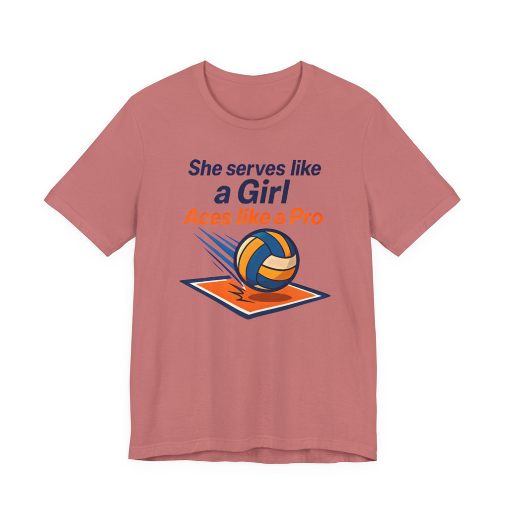 She Serves Like a Girl Tee, Volleyball Shirt