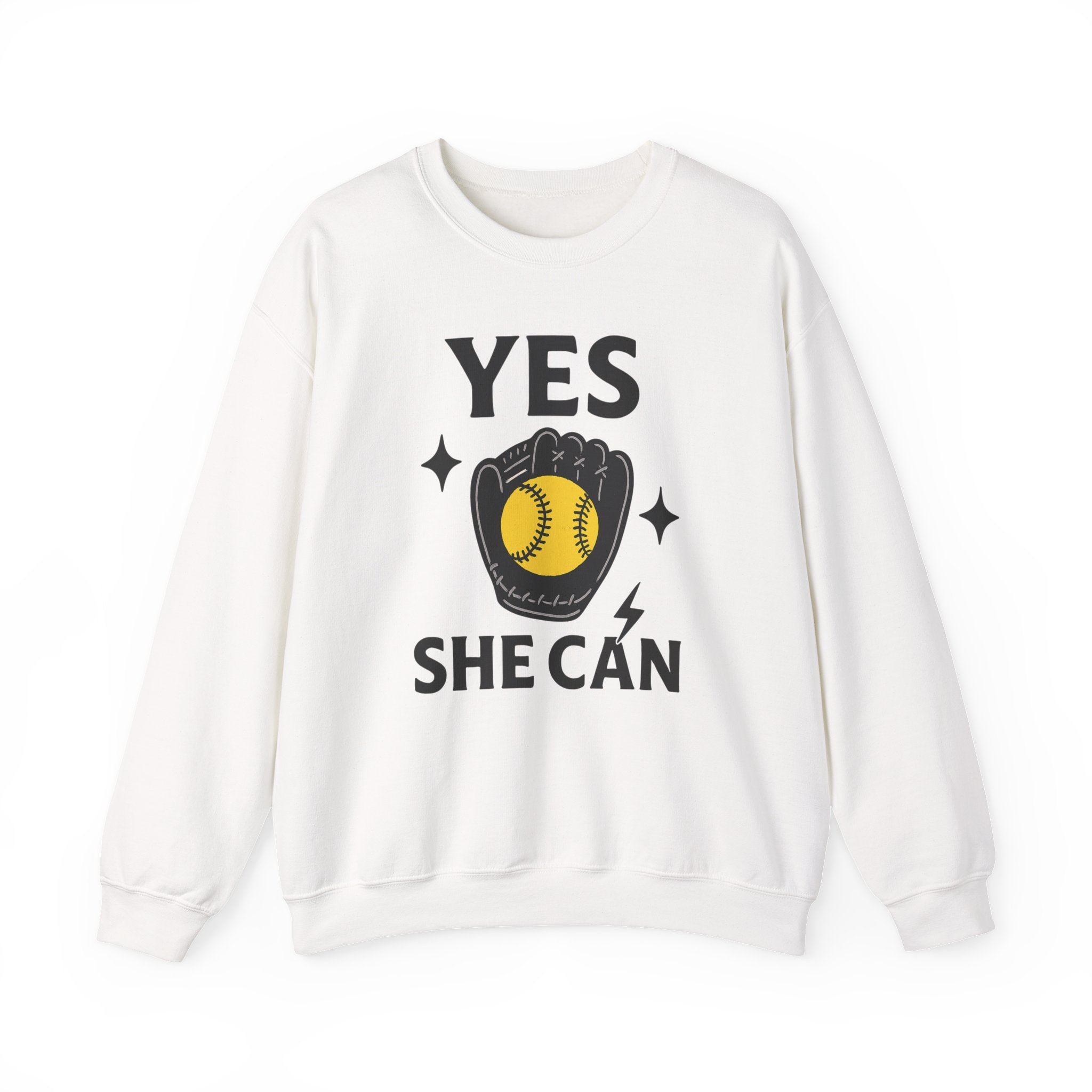 Yes, She Can Softball Sweatshirt, Unisex Crewneck