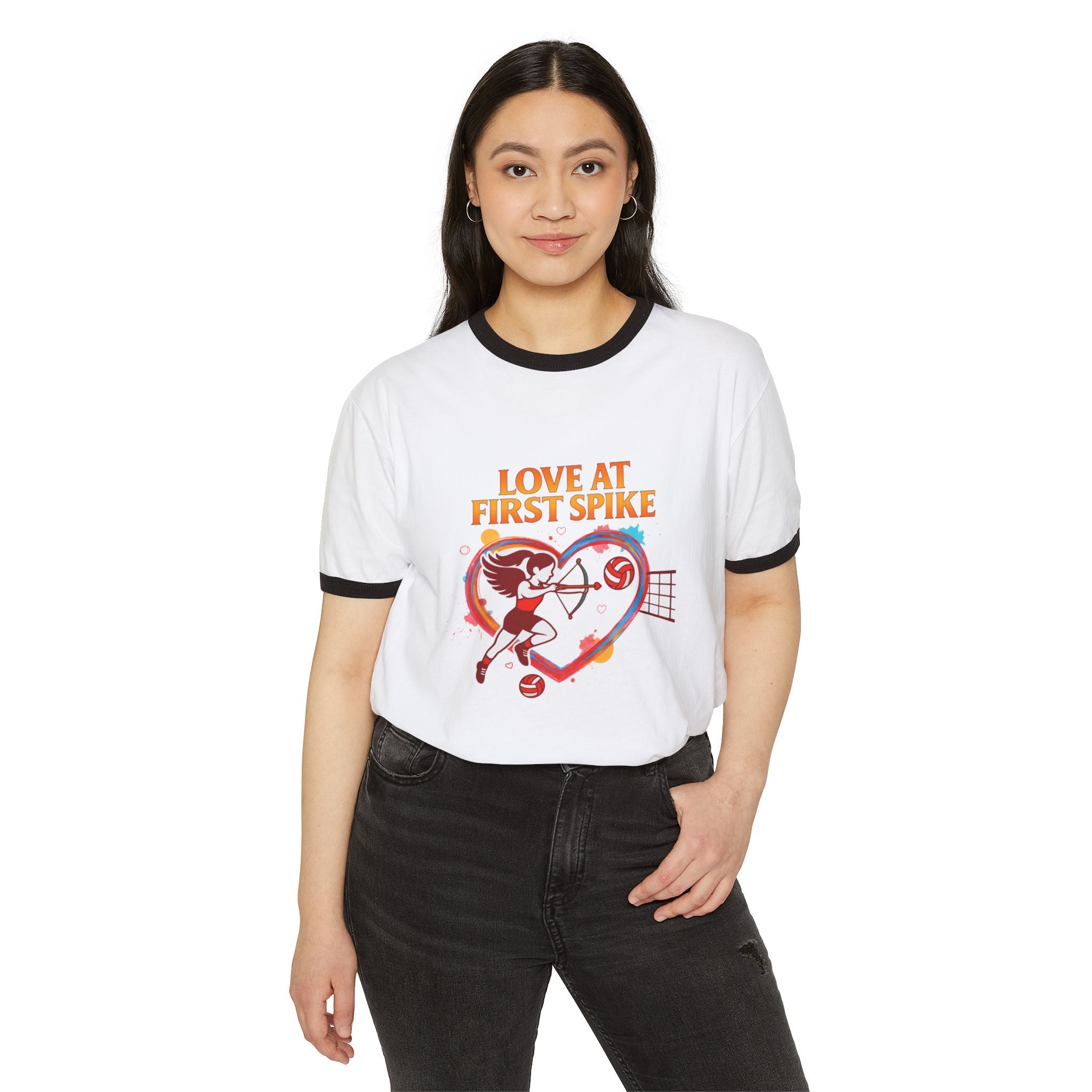 Volleyball 'Love at First Spike' Ringer Tee