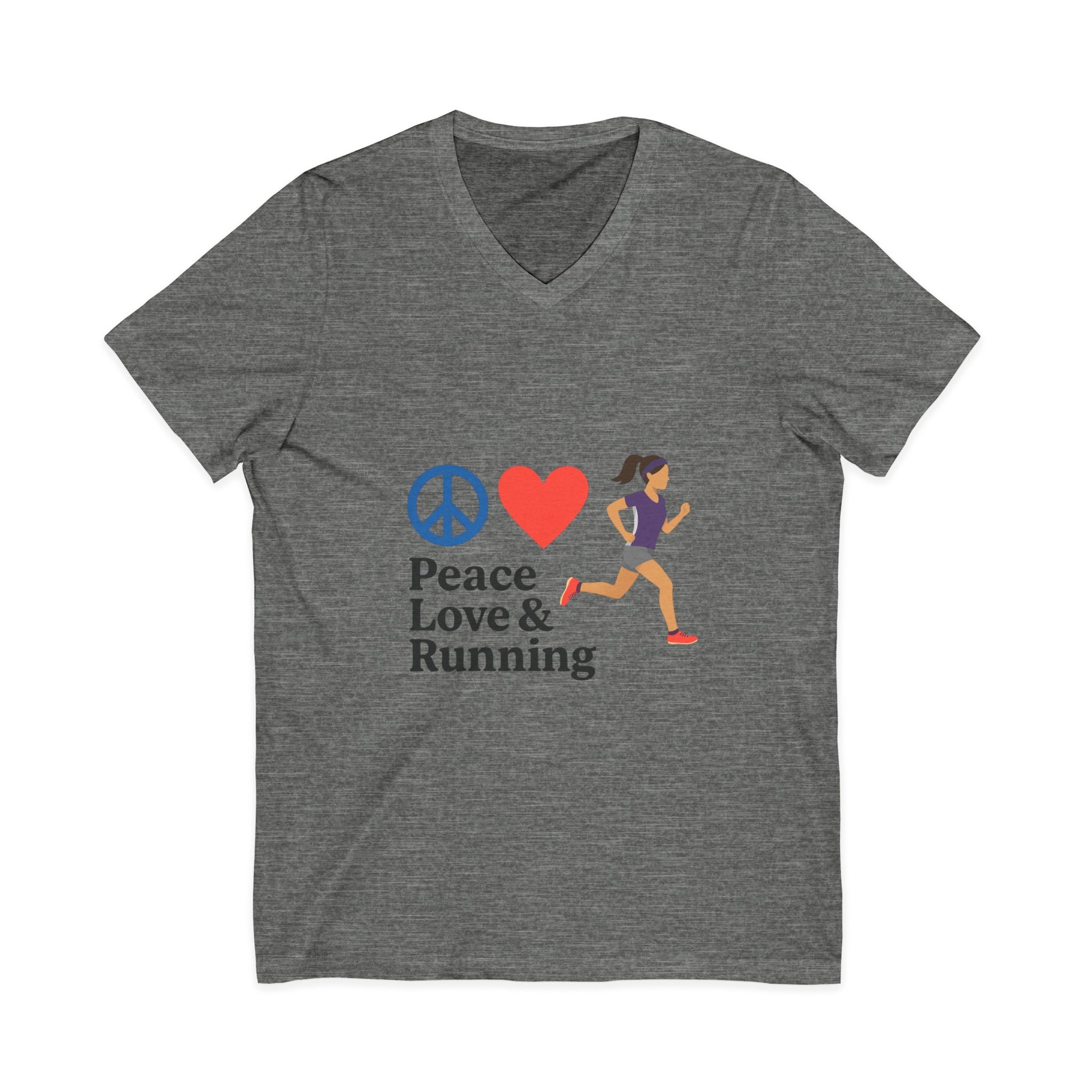 Peace Love & Running V-Neck Tee