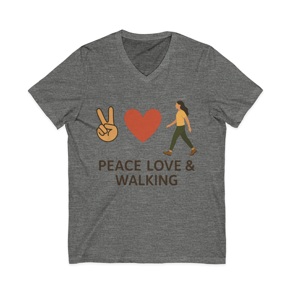Peace, Love & Walking V-Neck Tee