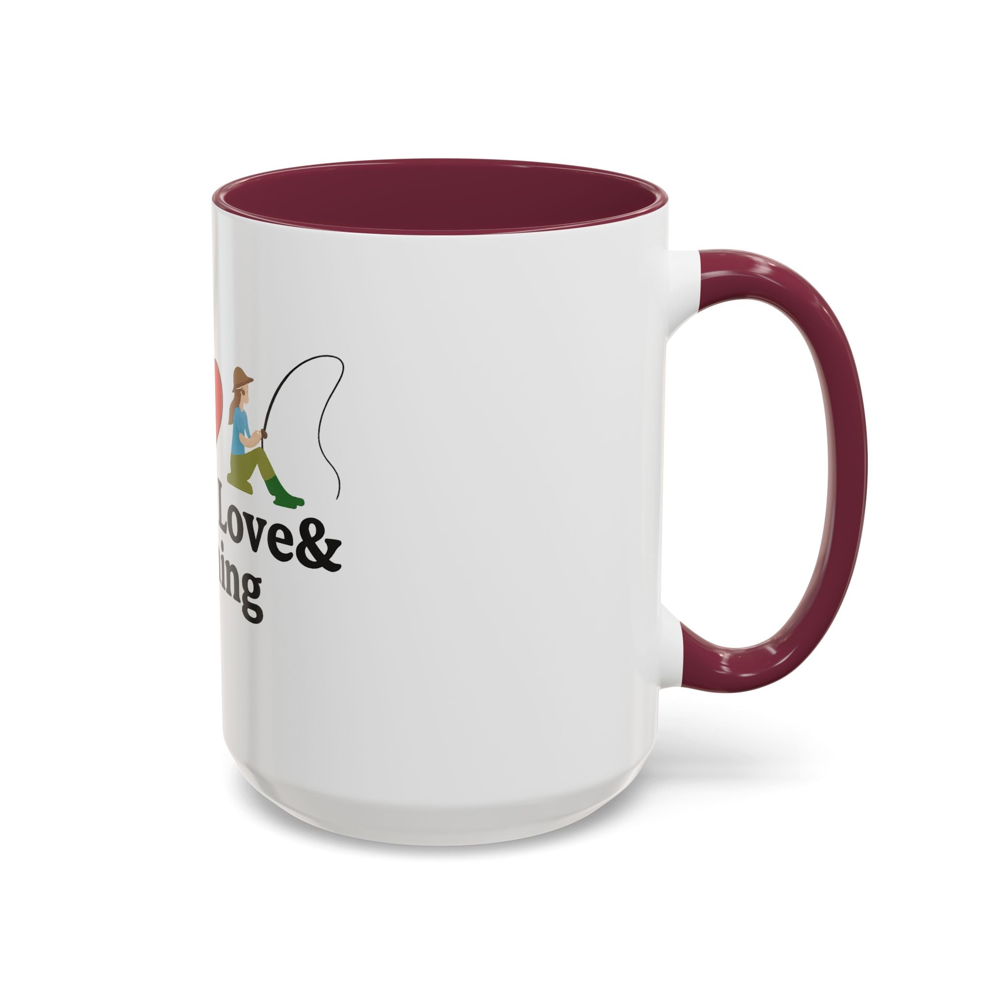 Peace, Love & Fishing Mug - Colorful Ceramic Coffee Cup for Anglers