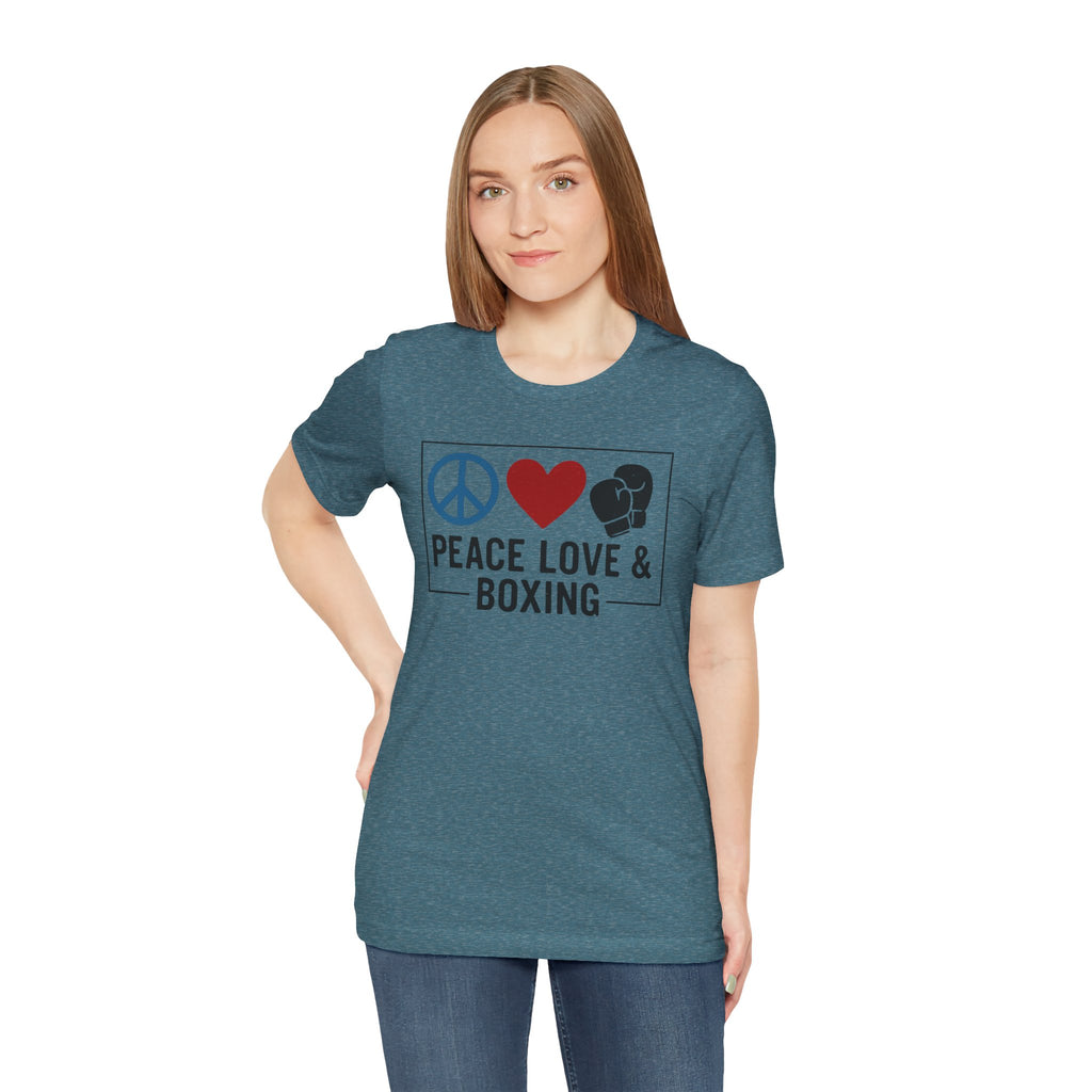 Unisex Jersey Short Sleeve Tee - Peace Love & Boxing T-Shirt