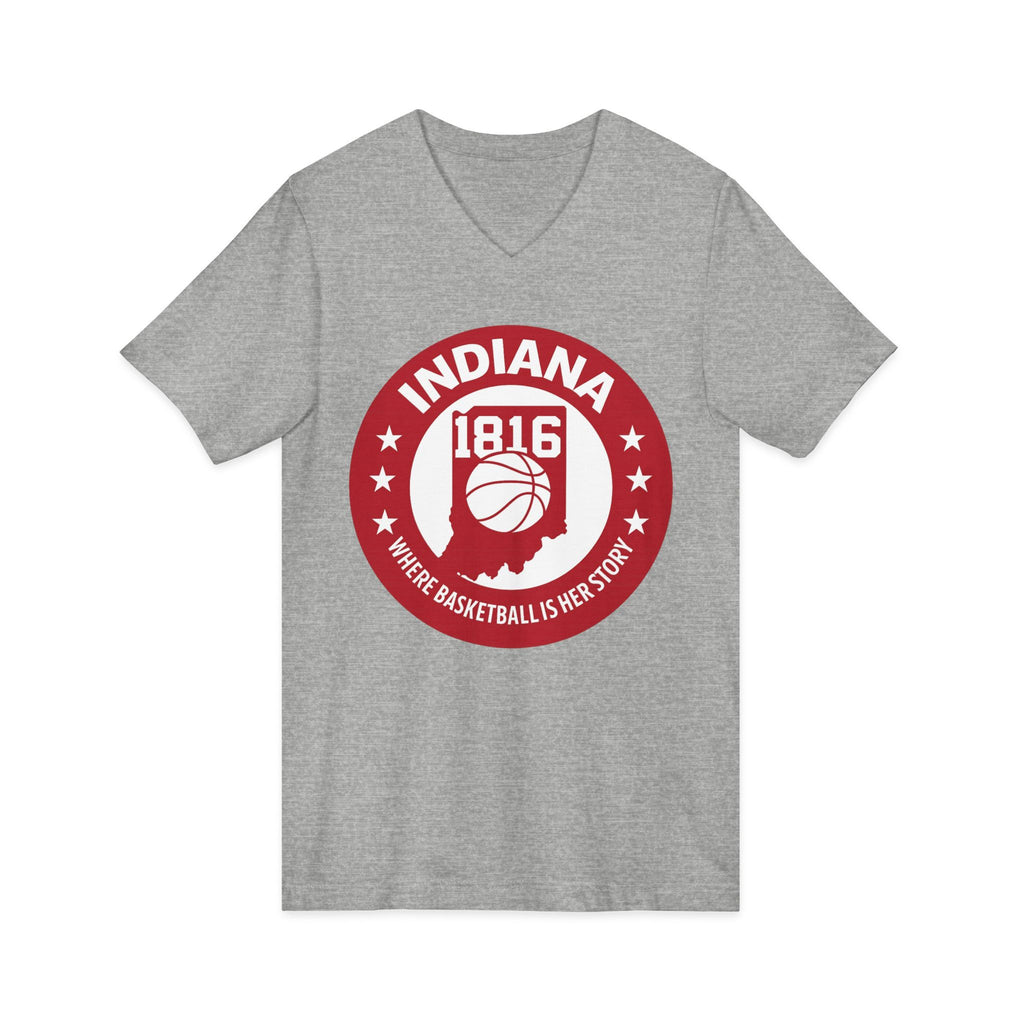 Indiana 1816 Basketball State Tee — Where Basketball Is Her Story V-Neck