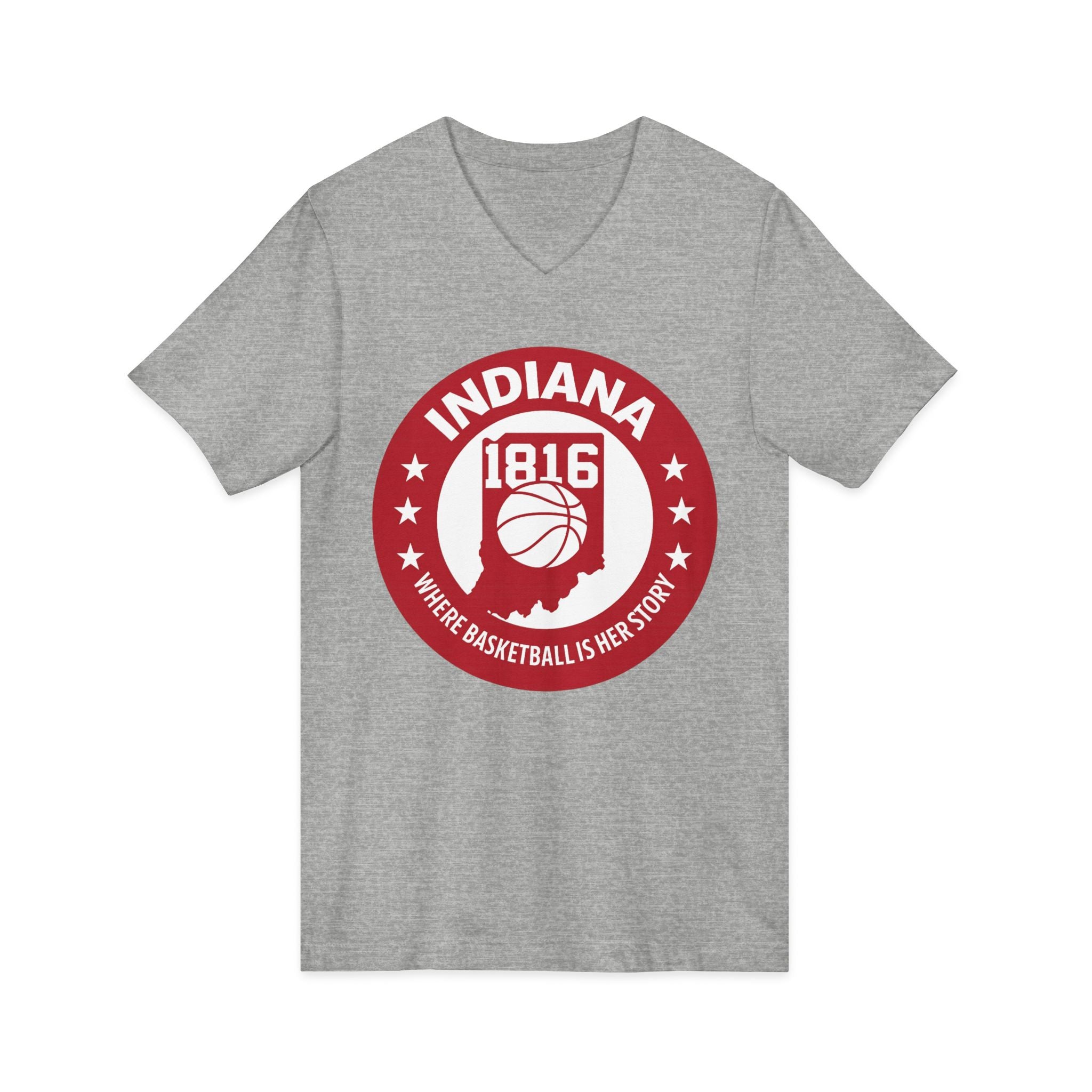 Indiana 1816 Basketball State Tee — Where Basketball Is Her Story V-Neck