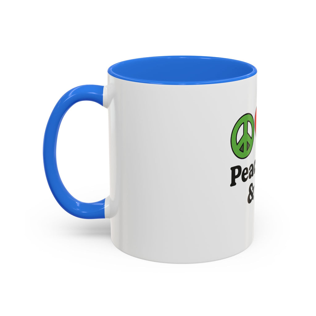 Peace, Love & Golf Mug - Colorful Ceramic Coffee Cup for Golf Lovers