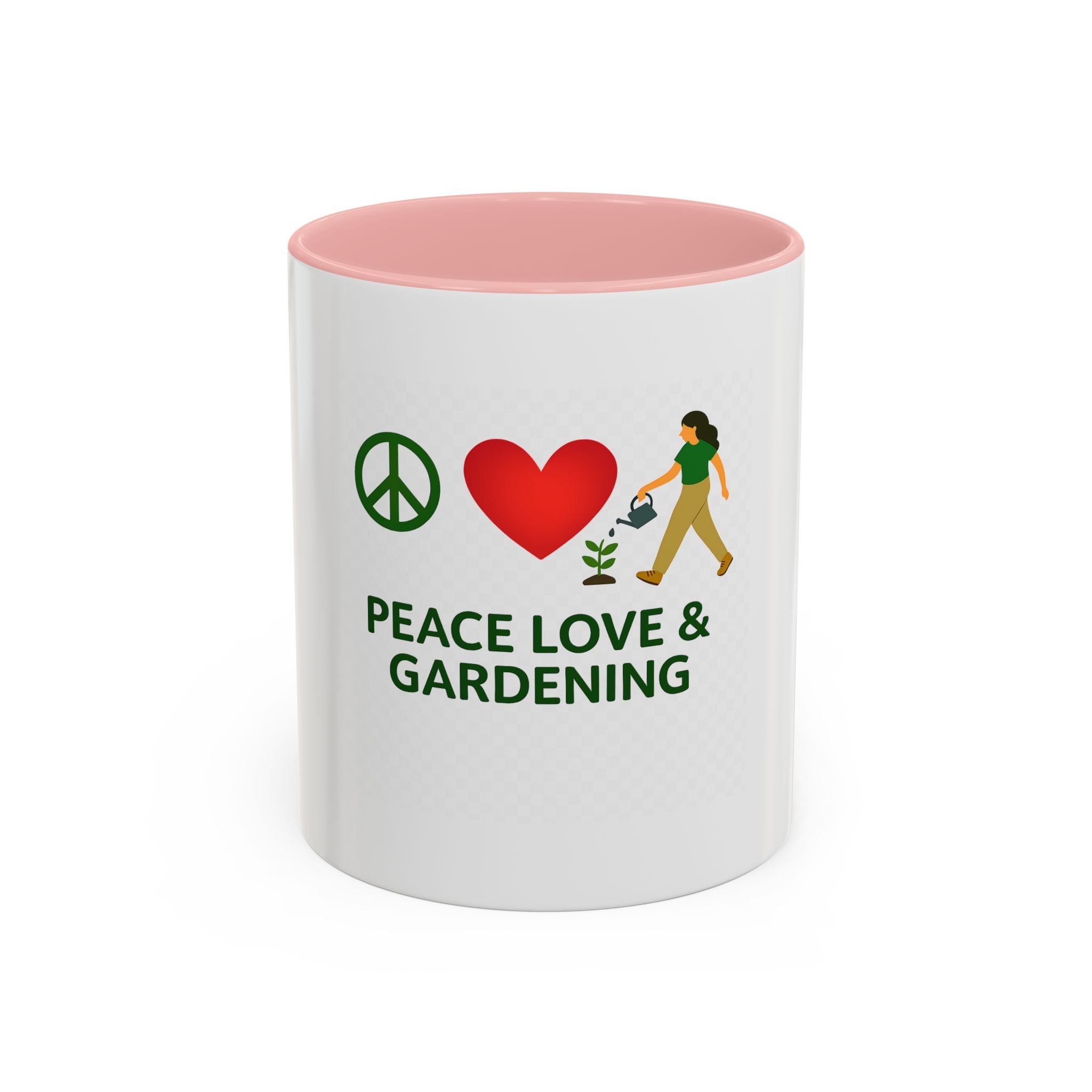 Peace, Love & Gardening Accent Coffee Mug — Gardener Gift (11/15oz)