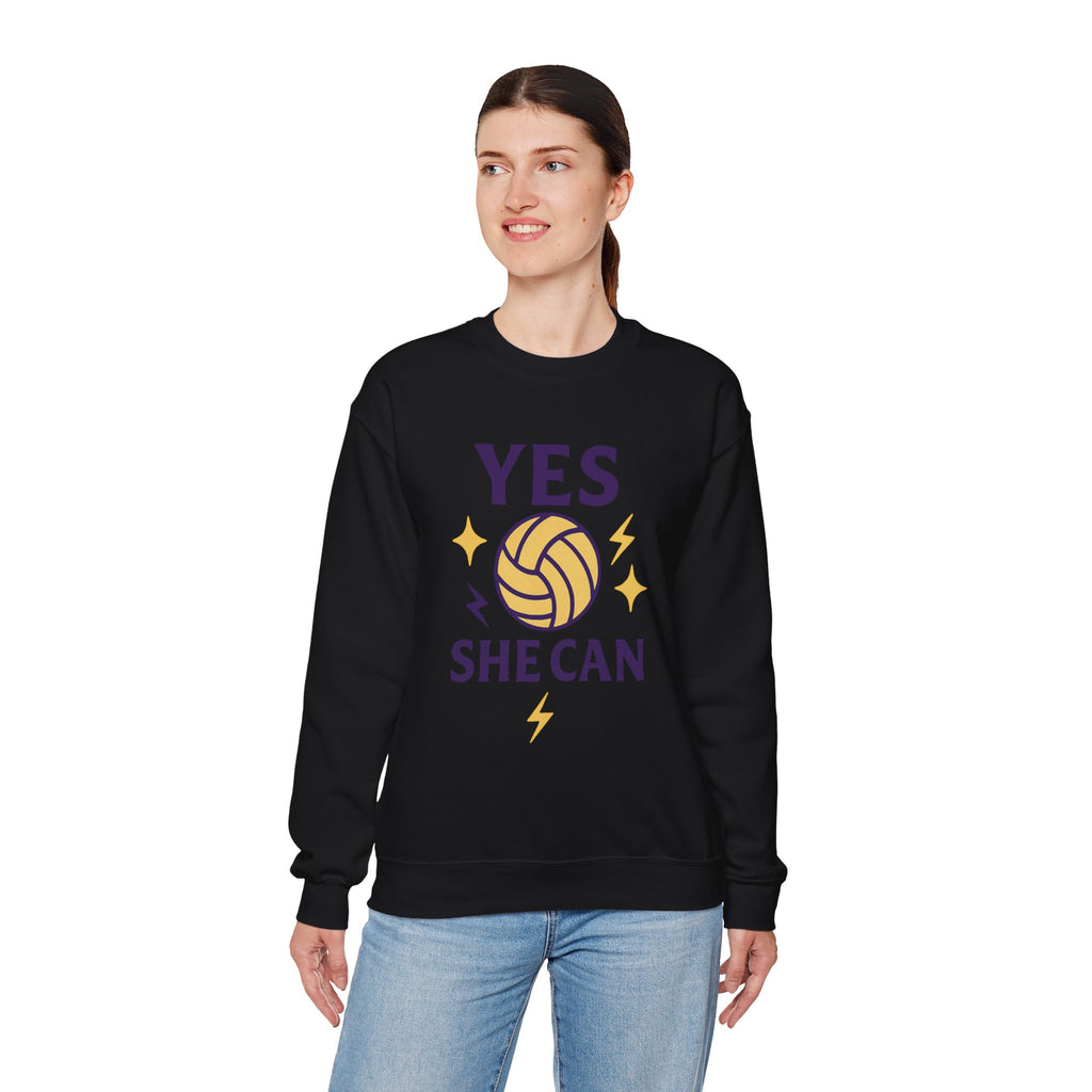 Yes, She Can Volleyball Sweatshirt, Unisex Crewneck