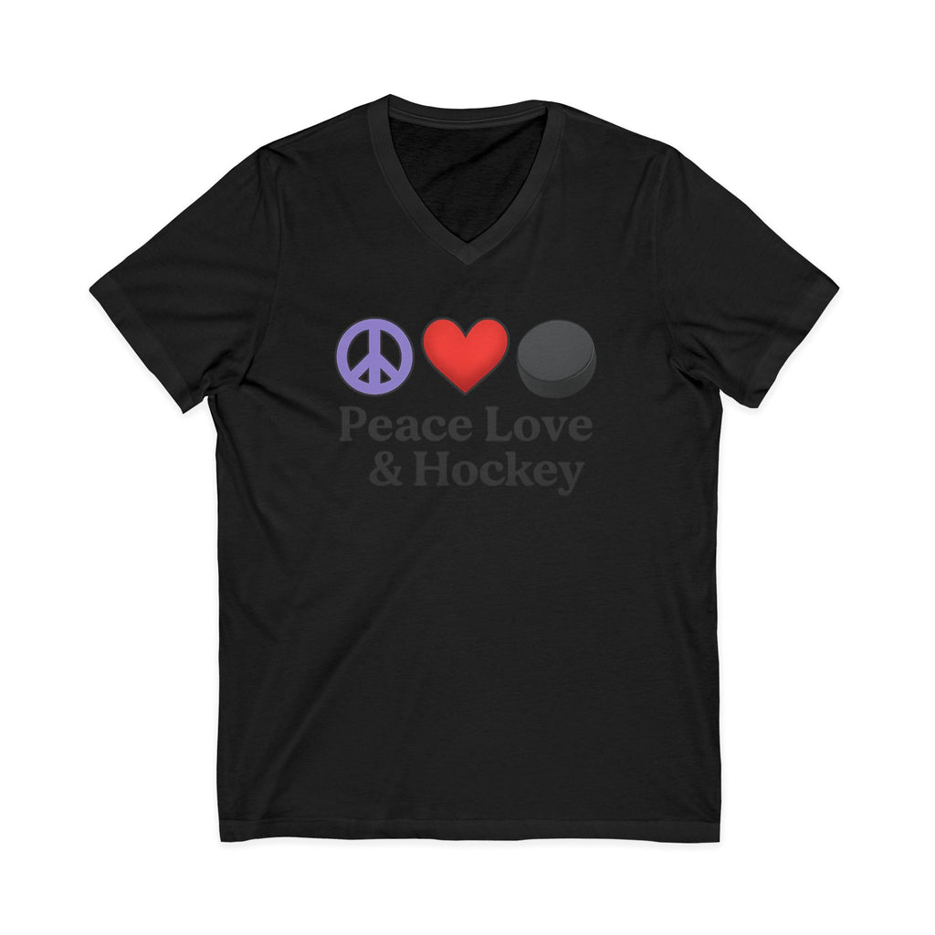 Peace Love & Hockey V-Neck Tee