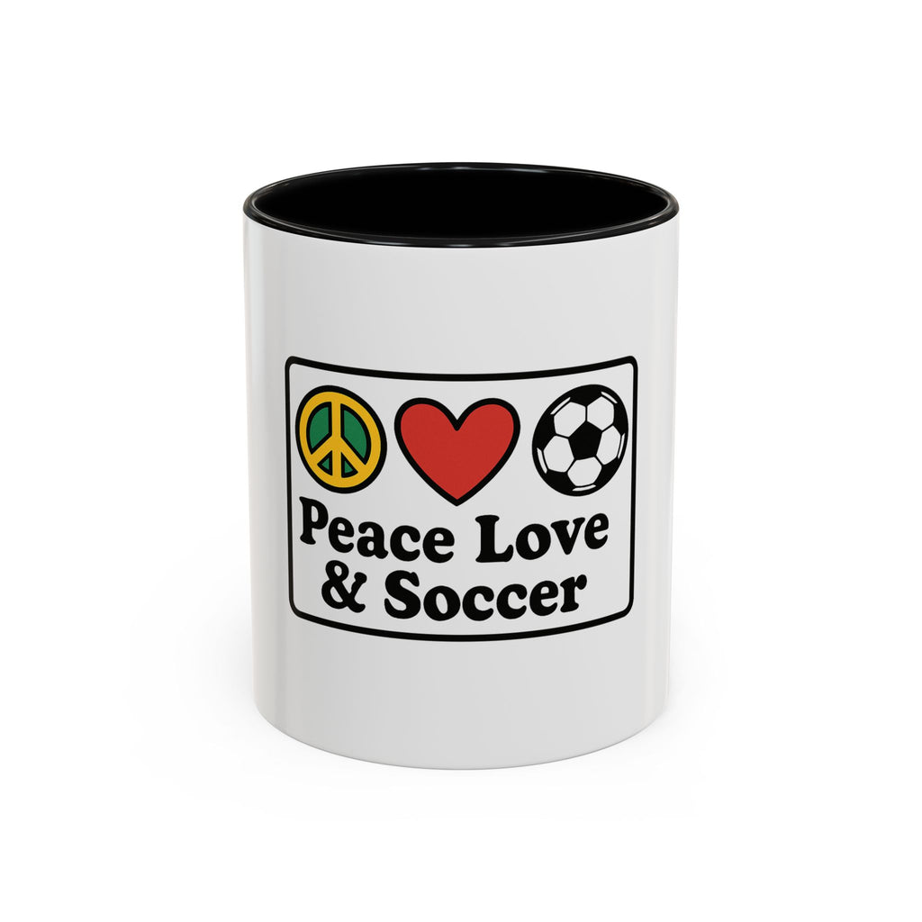 Peace Love & Soccer Coffee Mug - Fun Soccer Gift for Fans