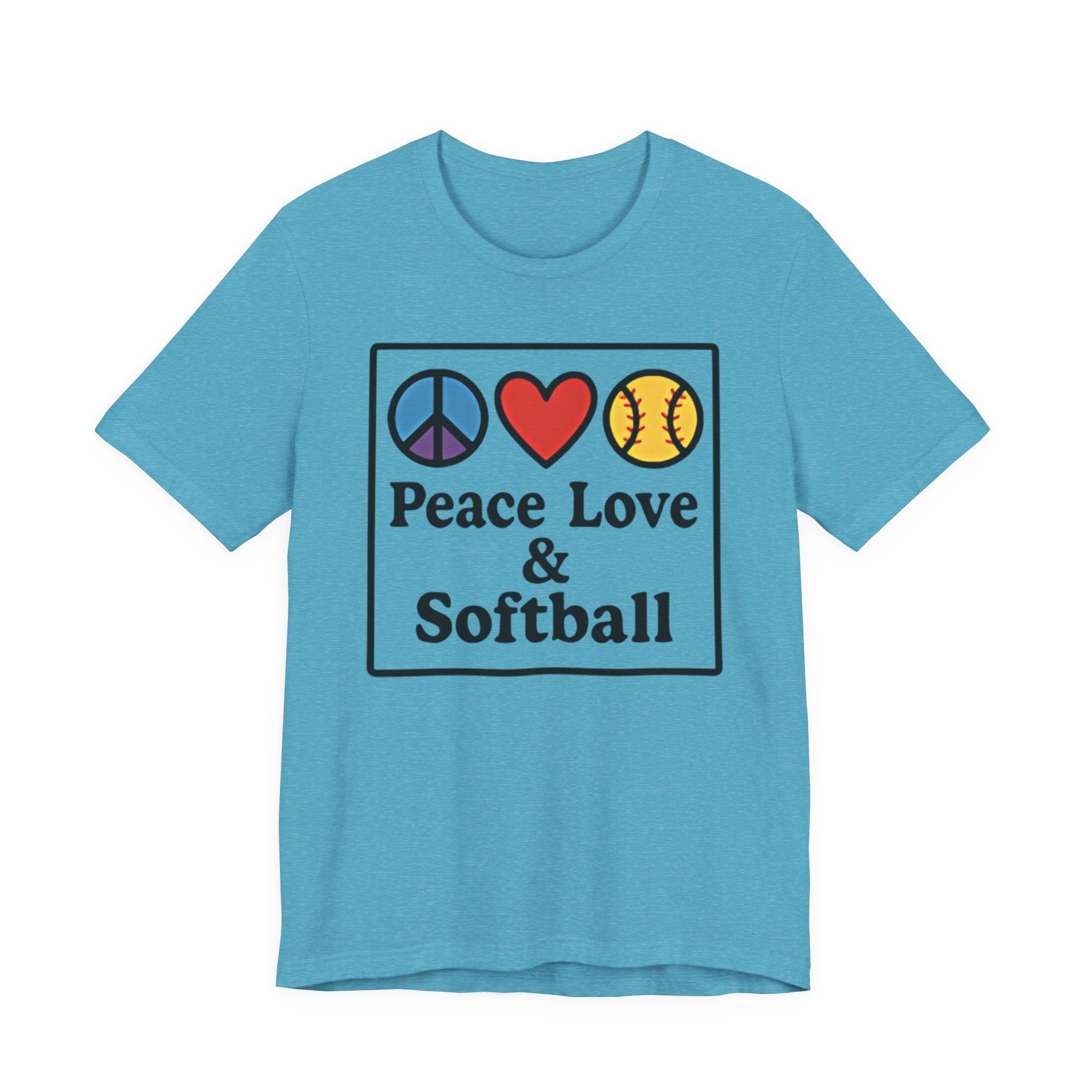 Peace Love & Softball Tee - Unisex Jersey Short Sleeve Shirt